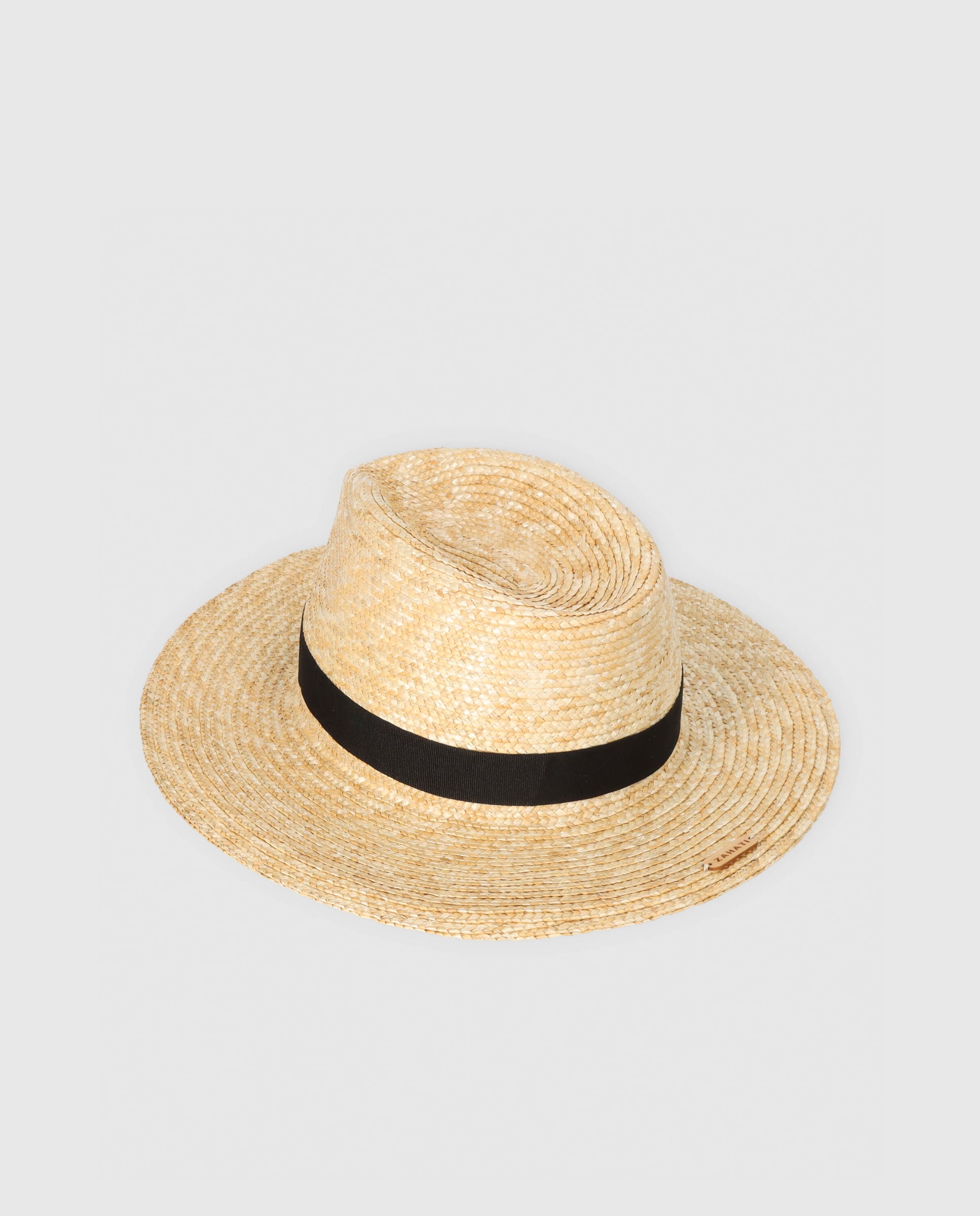 Fedora com Fita e em Palha - Cru/Preto Natural-3