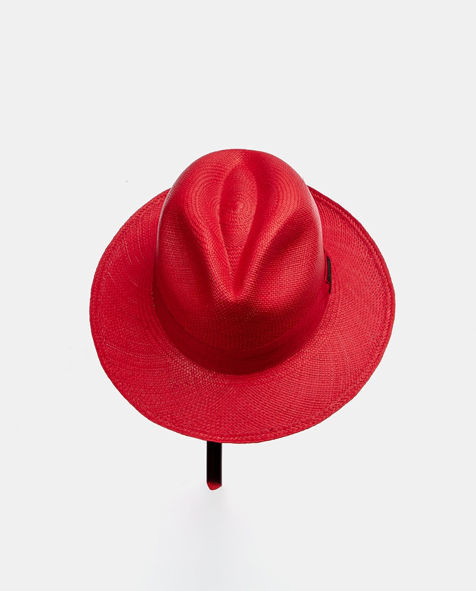 Chapéu Feito à mão em Palha Toquilla - Vermelho Vermelho-2