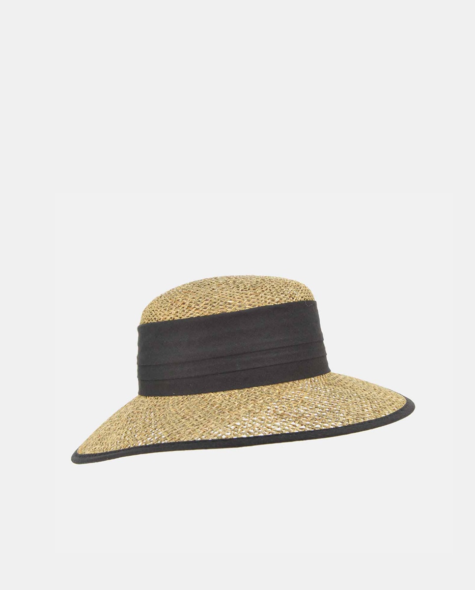 Chapéu Cloche com Fita, Vivos a Condizer e em Fibras Naturais - Caqui Bege-1