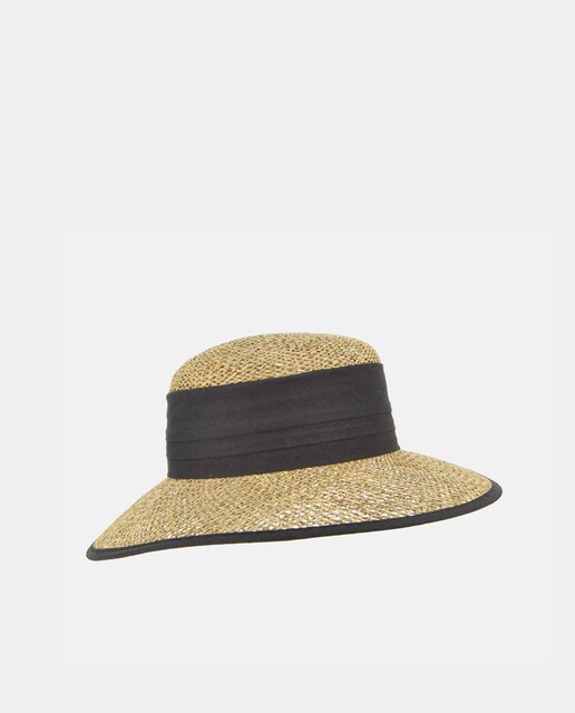 Imagem 0 de Chapéu Cloche com Fita, Vivos a Condizer e em Fibras Naturais - Preto