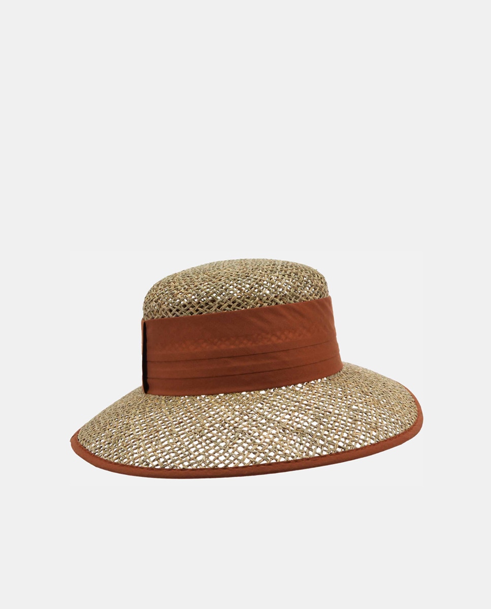 Imagem 0 de Chapéu Cloche com Fita e Vivos a Condizer e em Fibras Naturais
