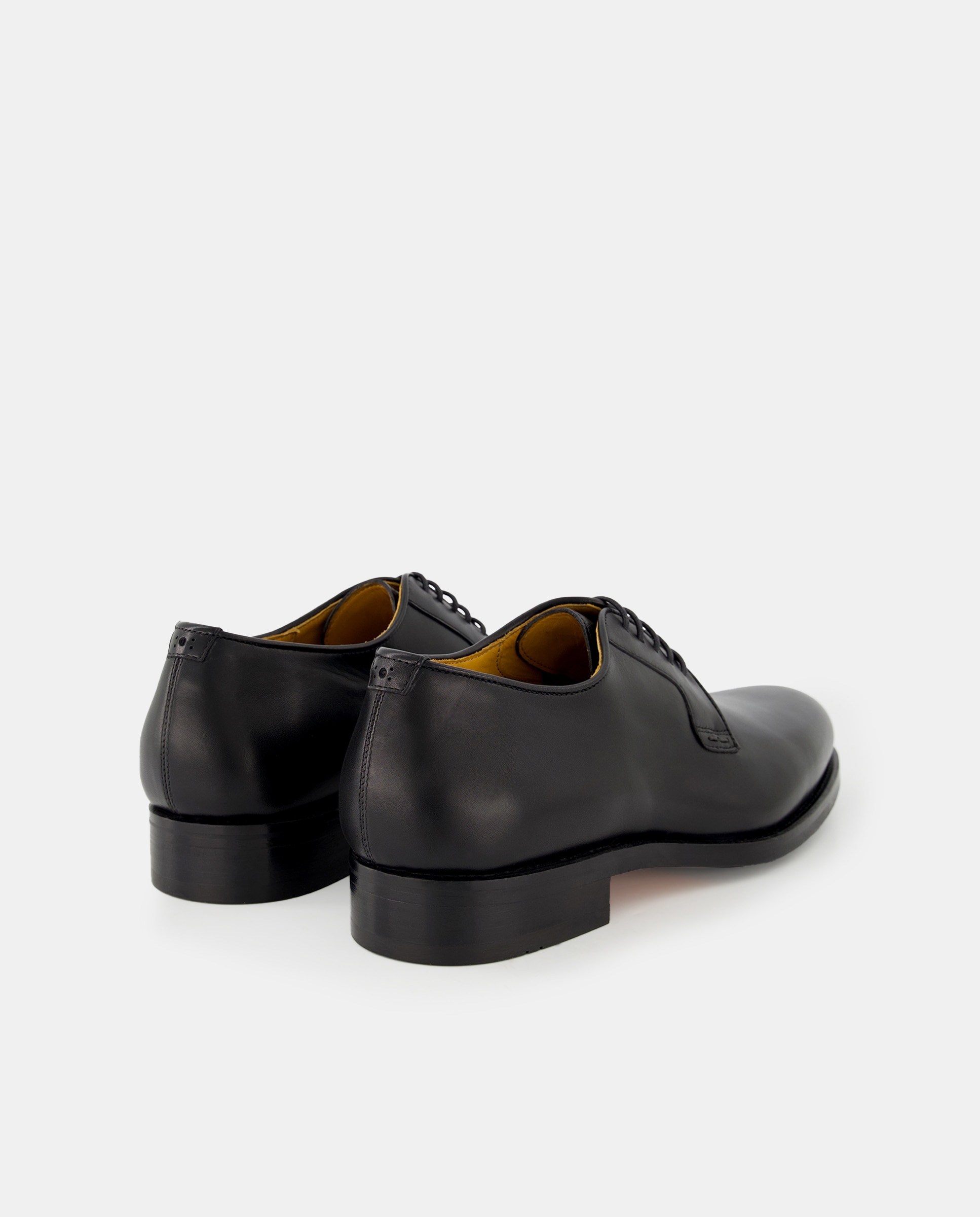 Sapatos de Atacadores com Pala Lisa, Sola de Couro e em Pele Preto-3