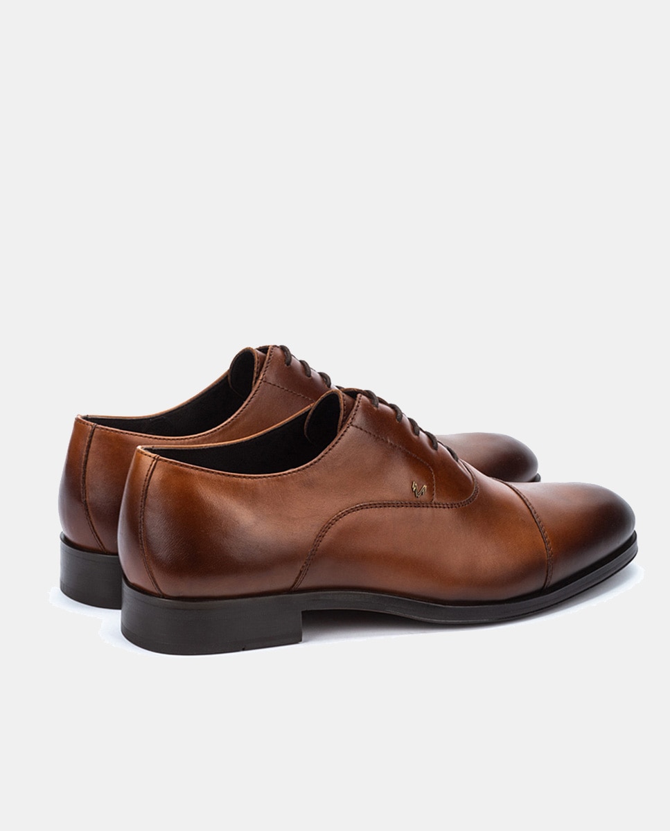 Sapatos de Atacadores Empire com Biqueira Direita e em Pele Castanho-3