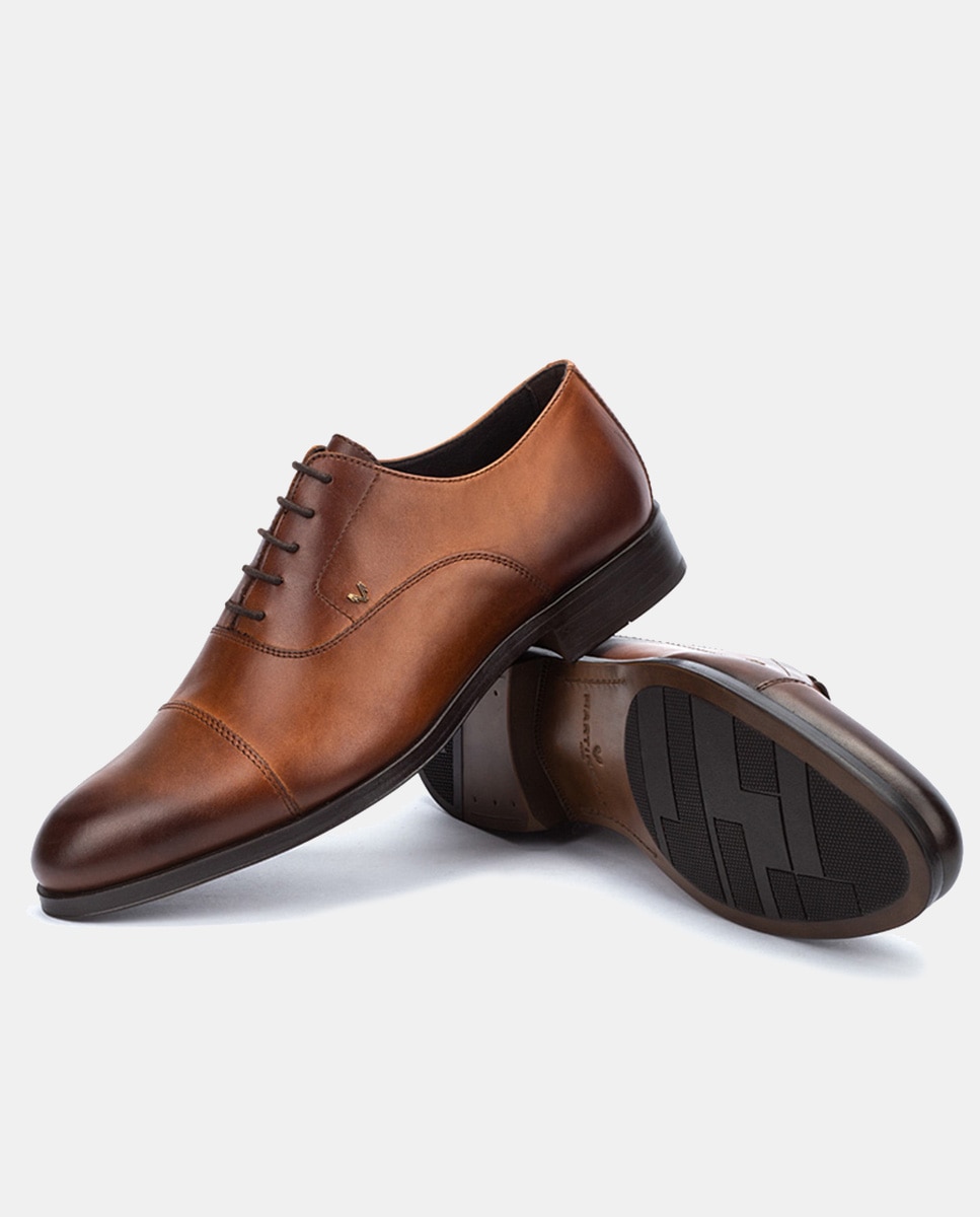 Sapatos de Atacadores Empire com Biqueira Direita e em Pele Castanho-5