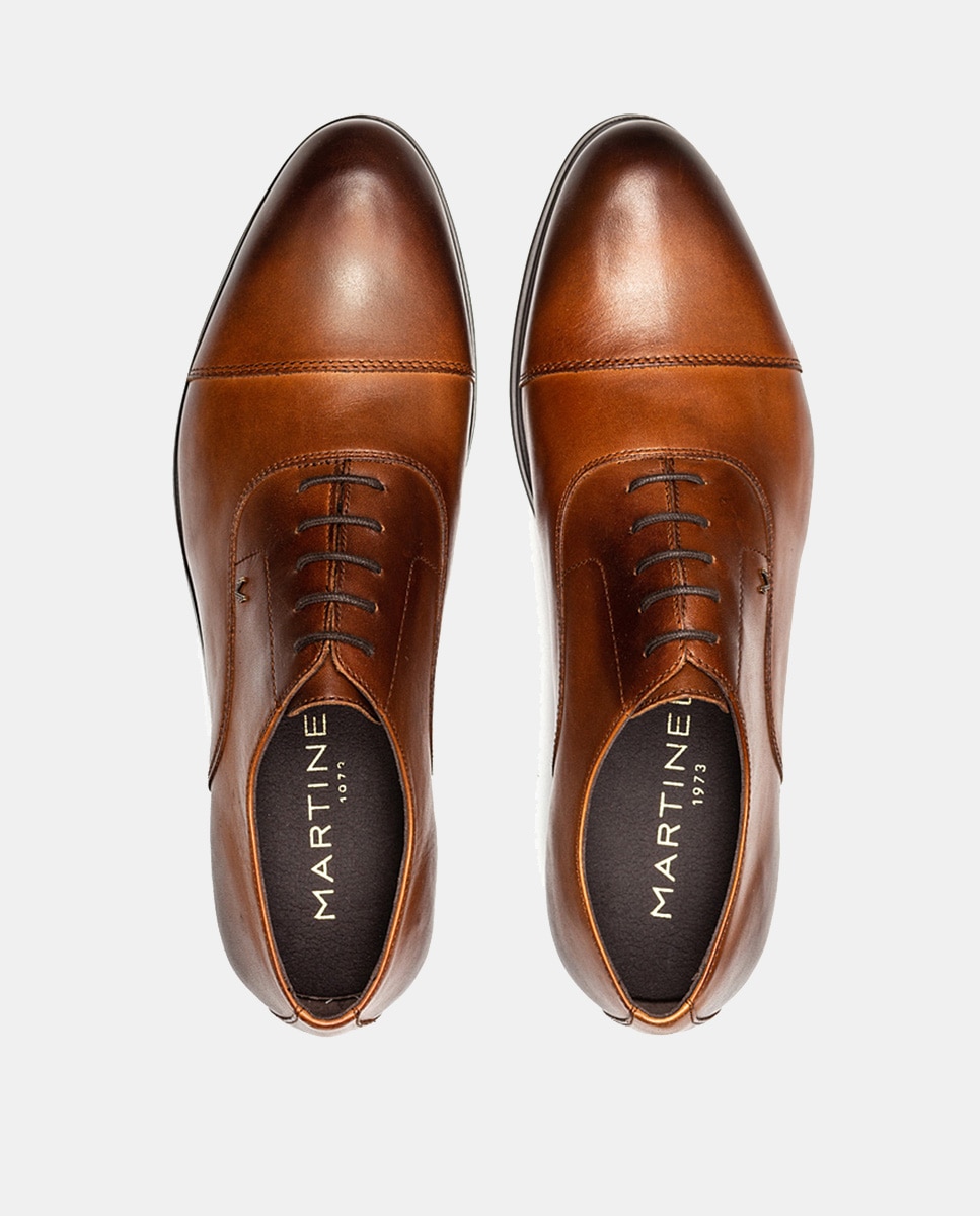 Sapatos de Atacadores Empire com Biqueira Direita e em Pele Castanho-6