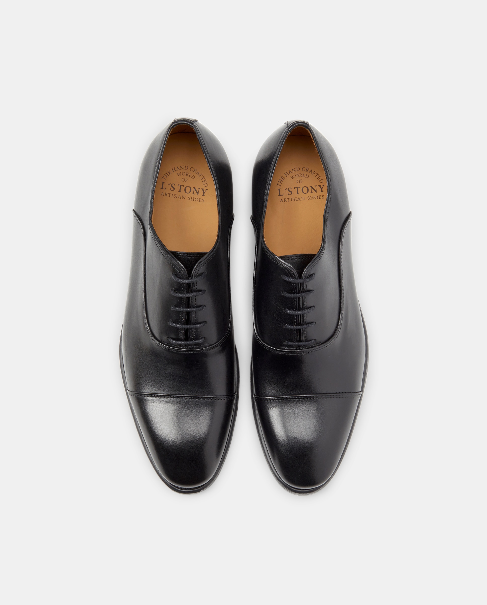 Sapatos de Atacadores com Biqueira Direita, Sola de Borracha e em Pele Preto-4