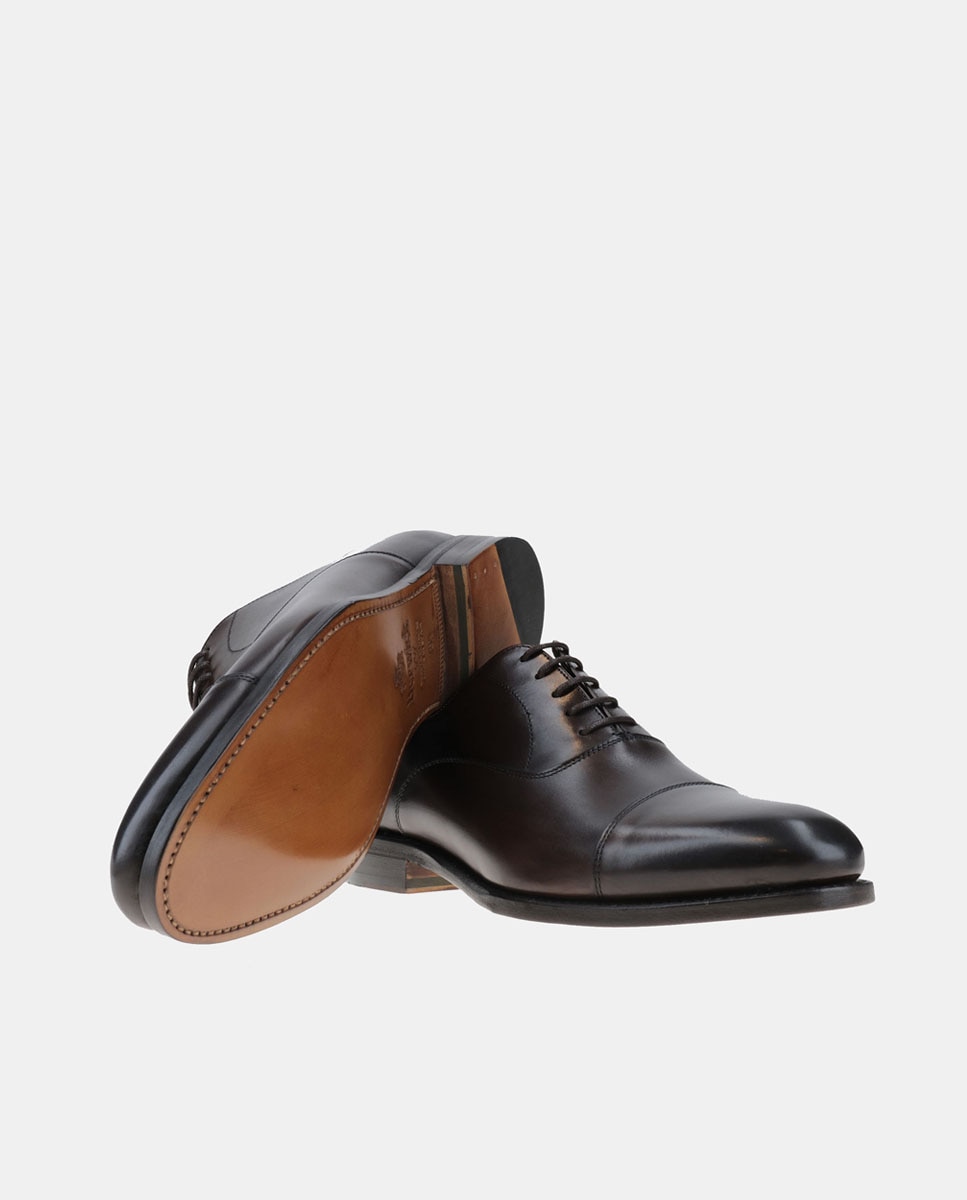 Sapatos de Atacadores de Estilo Inglês com Biqueira Direita e em Pele Castanho-2
