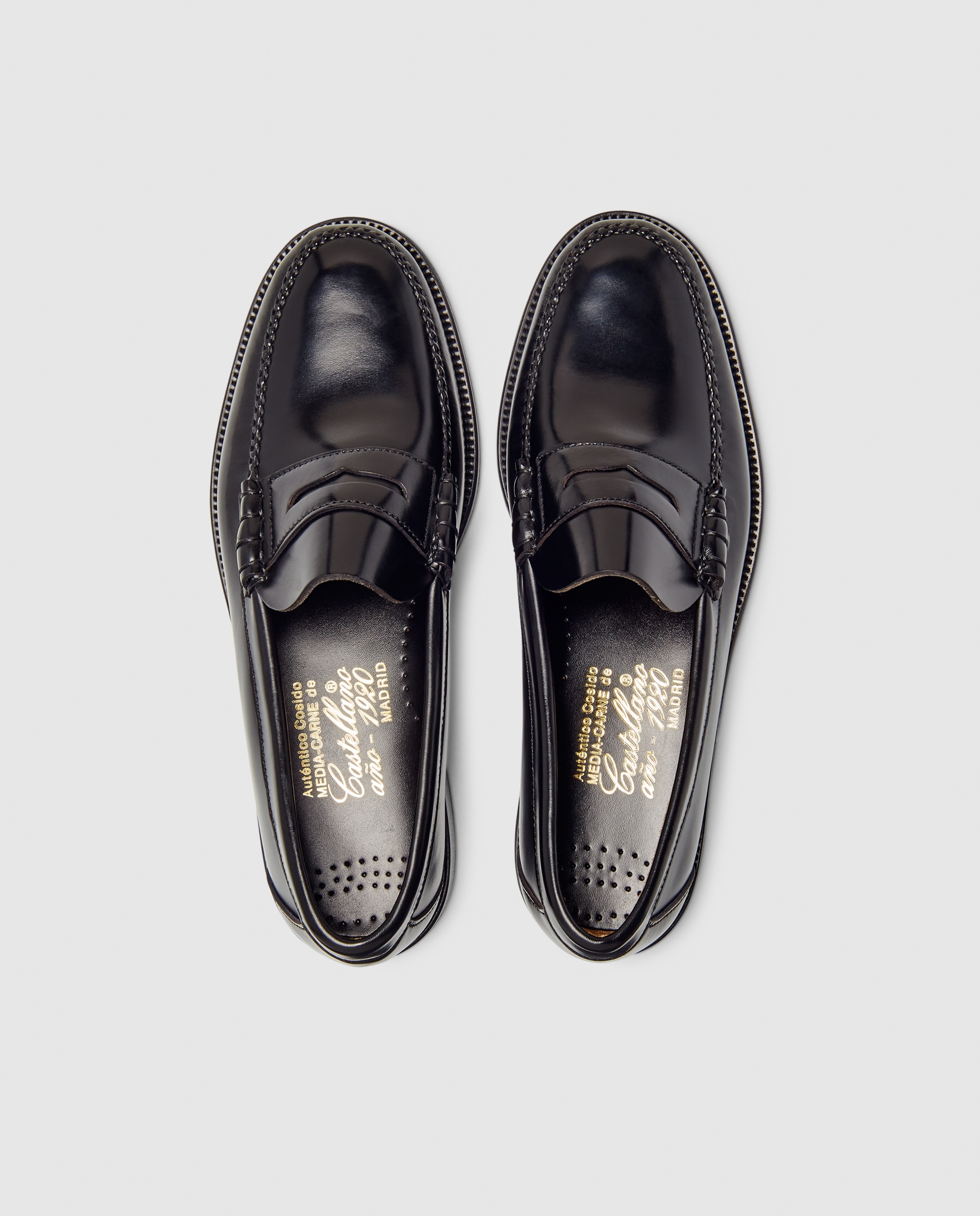 Mocassins de homem Castellano em pele cor preto Preto-4