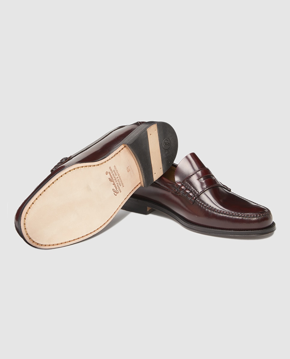 Mocassins de homem Castellano de pele com detalhe de travessão Grená-2