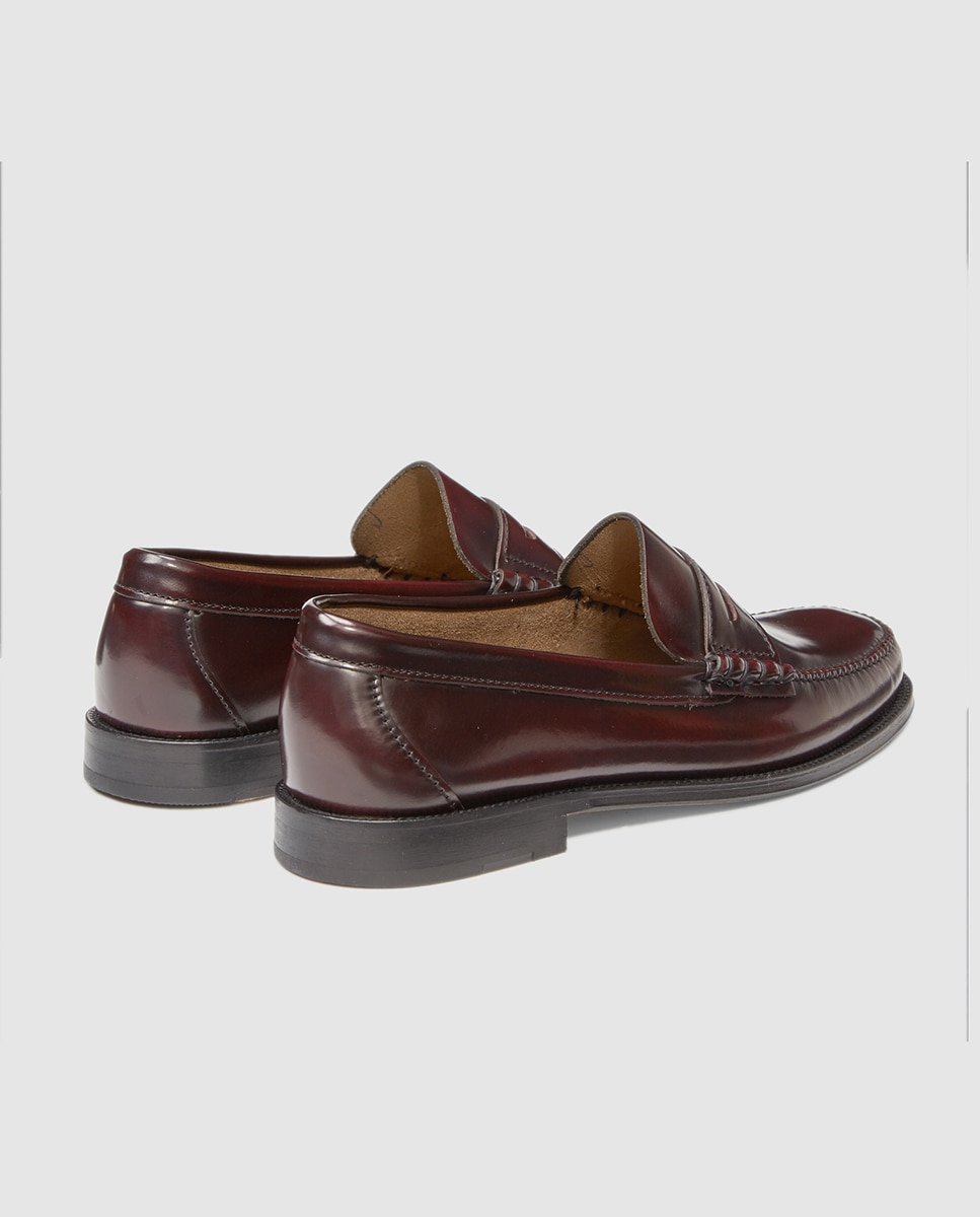 Mocassins de homem Castellano de pele com detalhe de travessão Grená-3