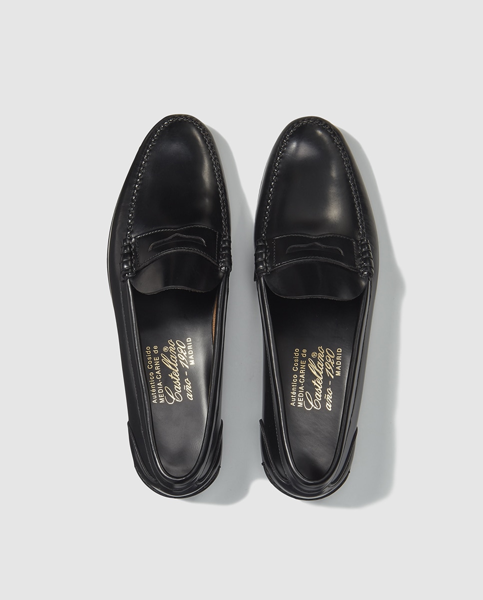 Mocassins de homem Castellano de pele com adorno de máscara Preto-4