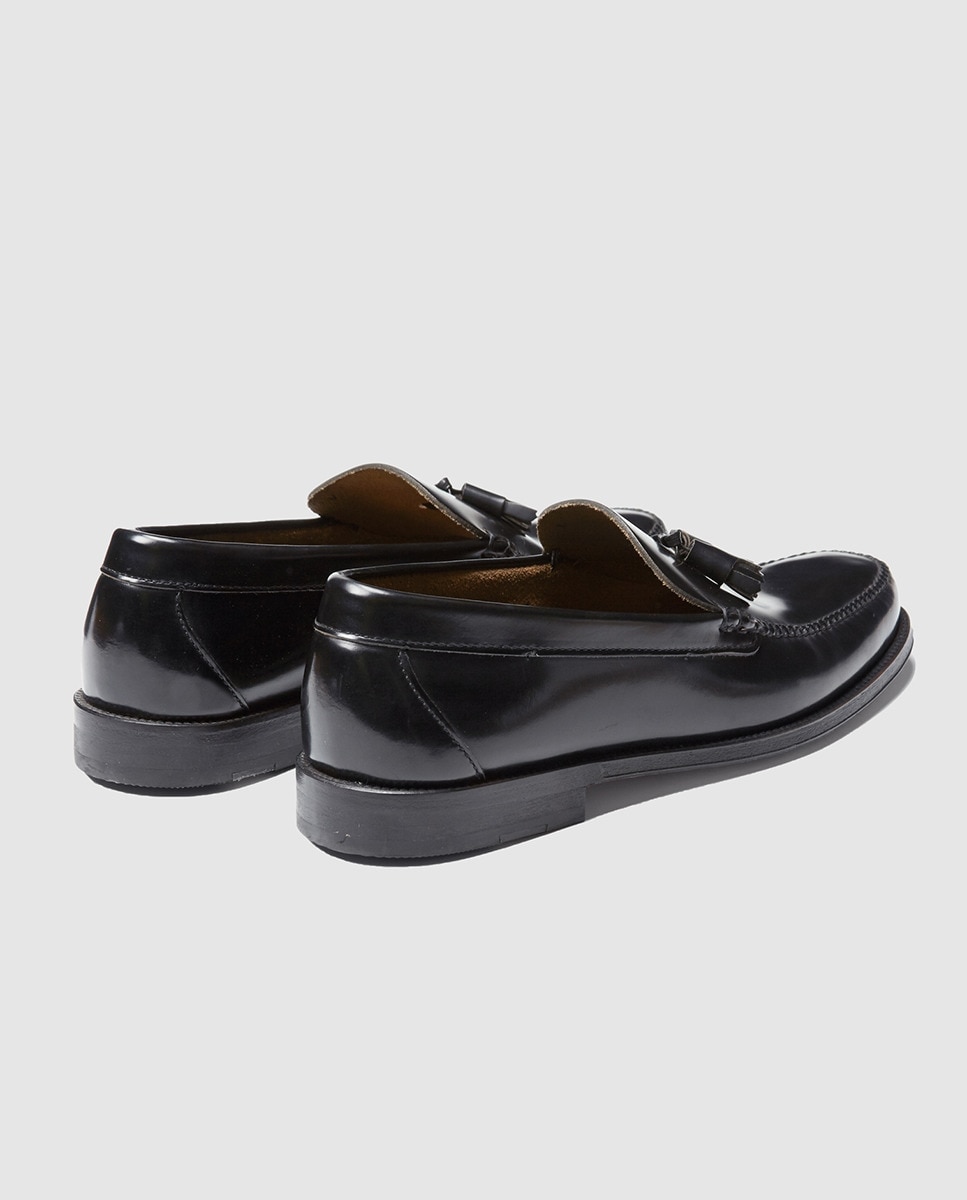 Mocassins de homem Castellano de pele com adorno de borlas Preto-2