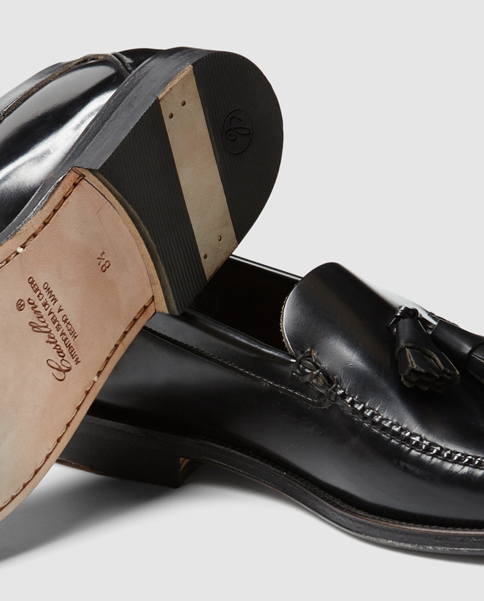 Mocassins de homem Castellano de pele com adorno de borlas Preto-5