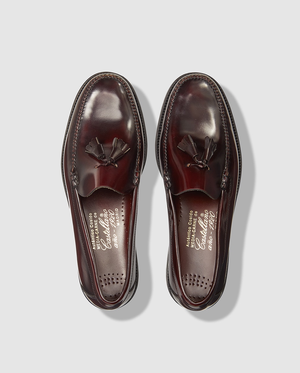Mocassins de homem Castellano grenás de pele Grená-4