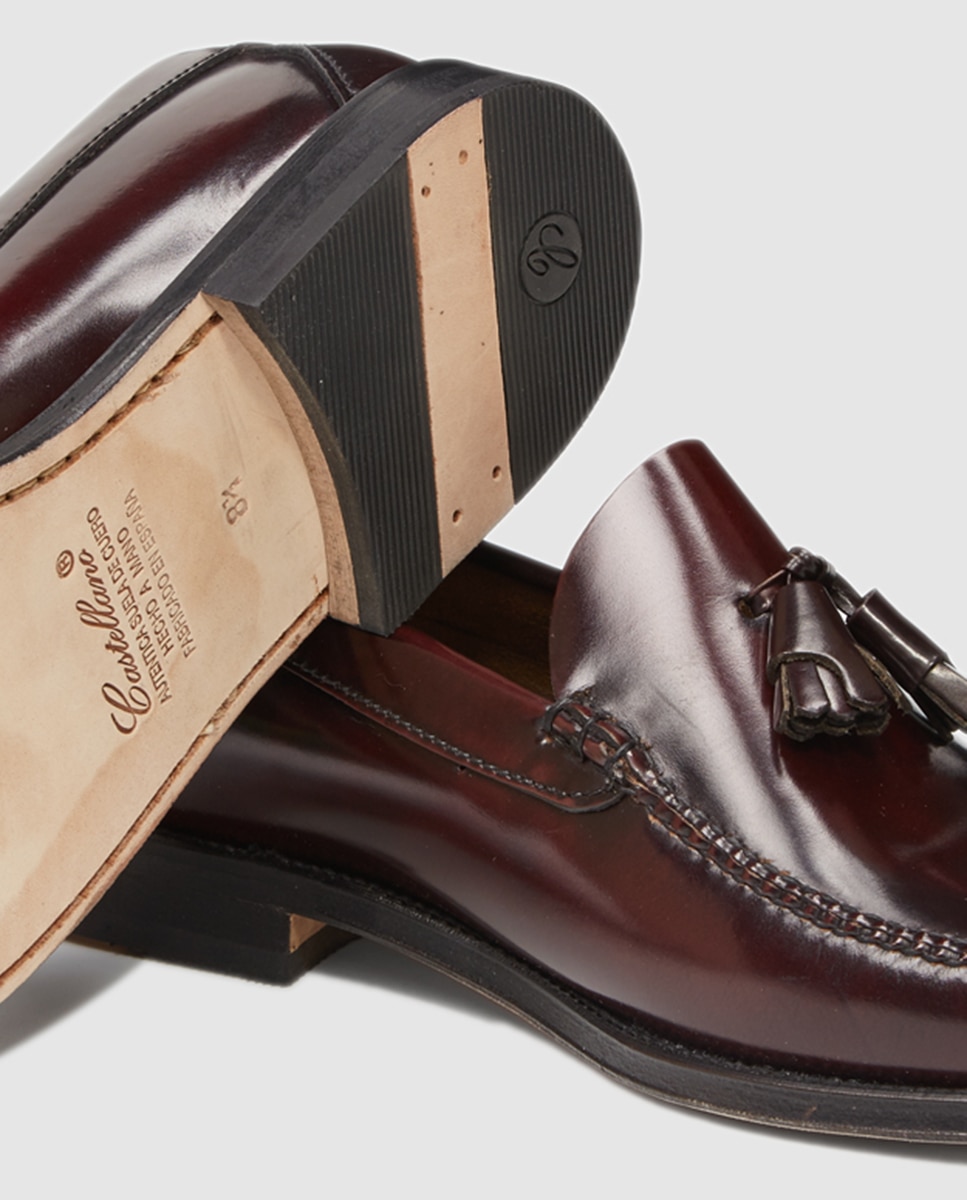 Mocassins de homem Castellano grenás de pele Grená-5