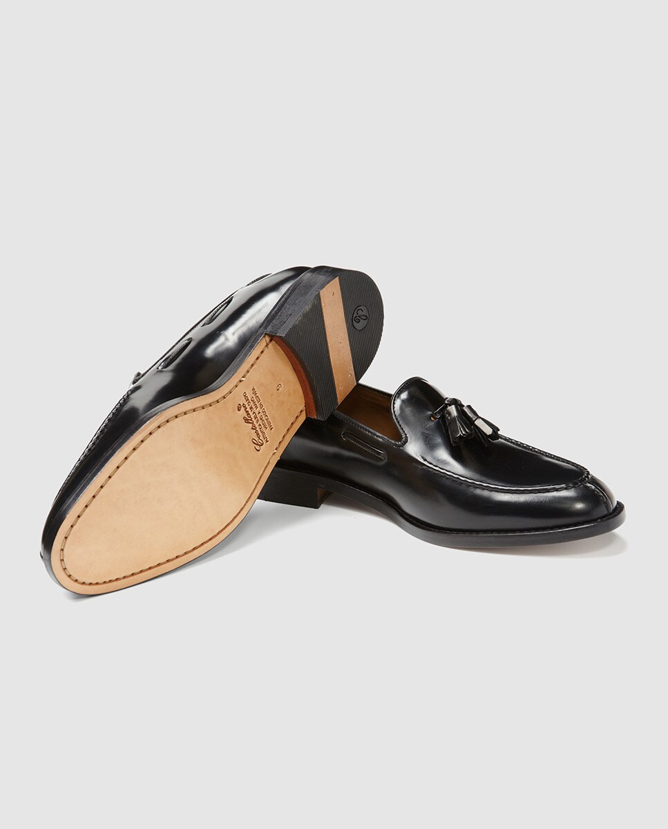 Mocassins de homem Castellano em pele com borlas Preto-2