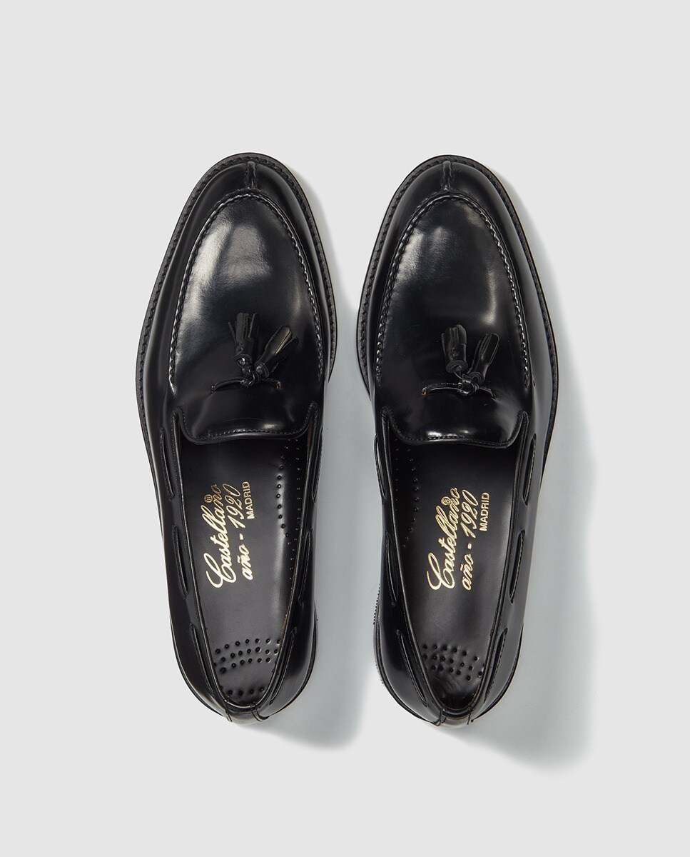 Mocassins de homem Castellano em pele com borlas Preto-4