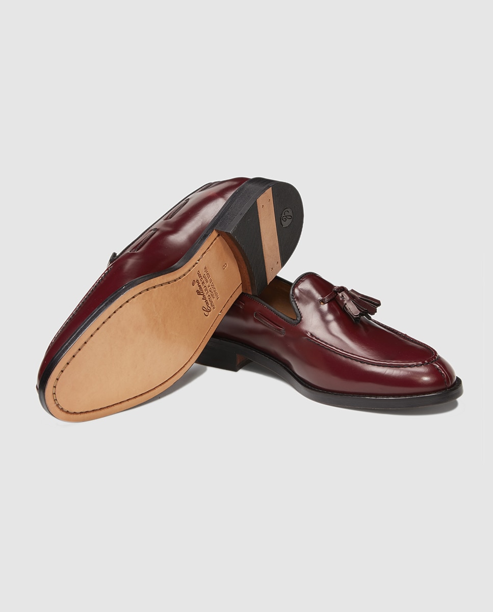 Mocassins de homem Castellano em pele com borlas Bordeaux-2