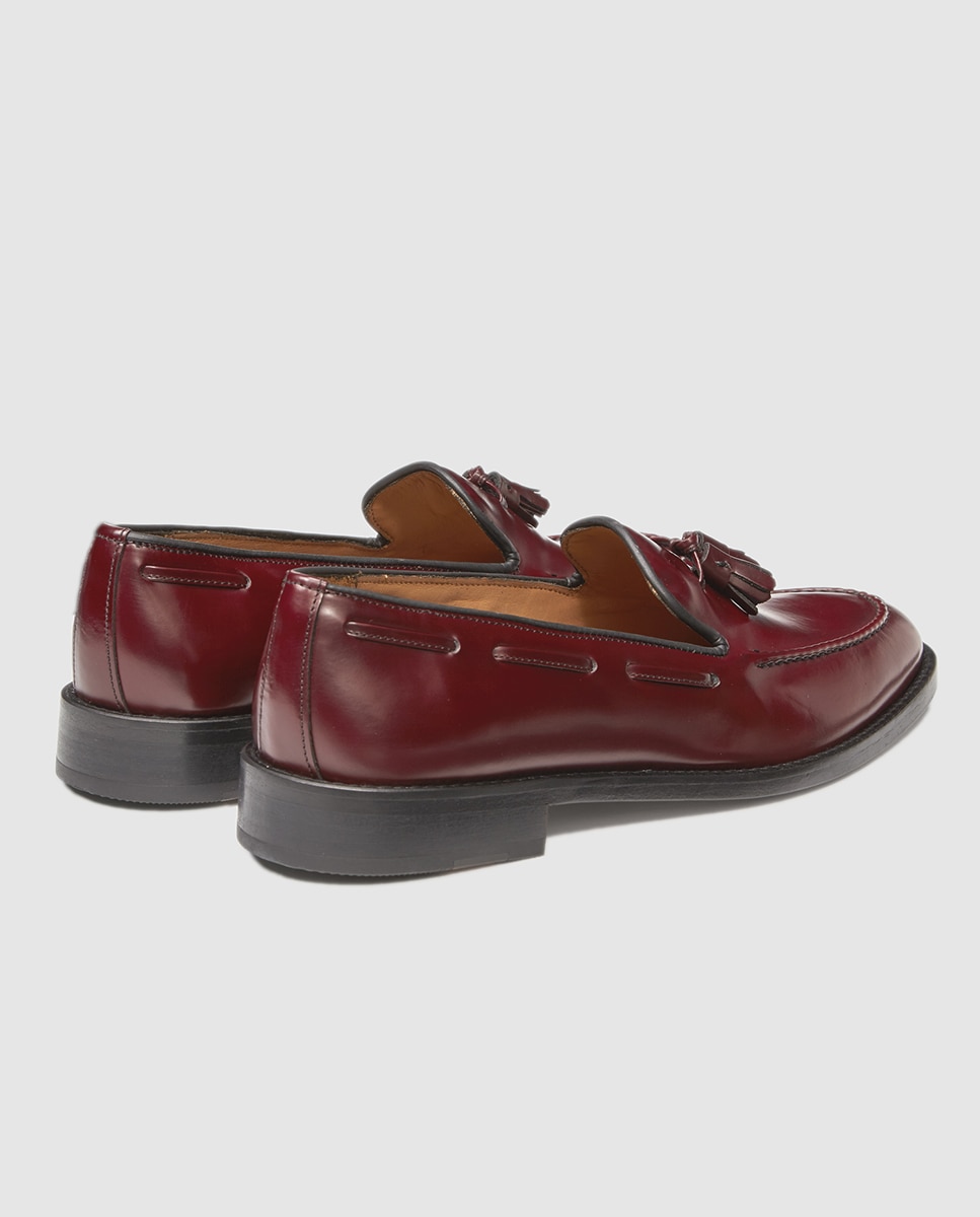Mocassins de homem Castellano em pele com borlas Bordeaux-3
