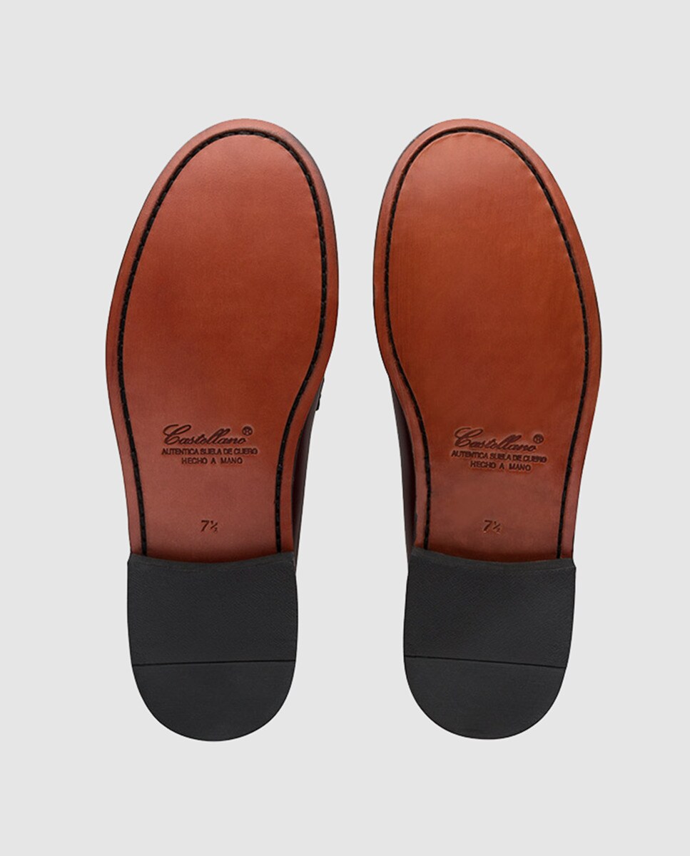 Mocassins de homem Castellano em pele com borlas Bordeaux-6