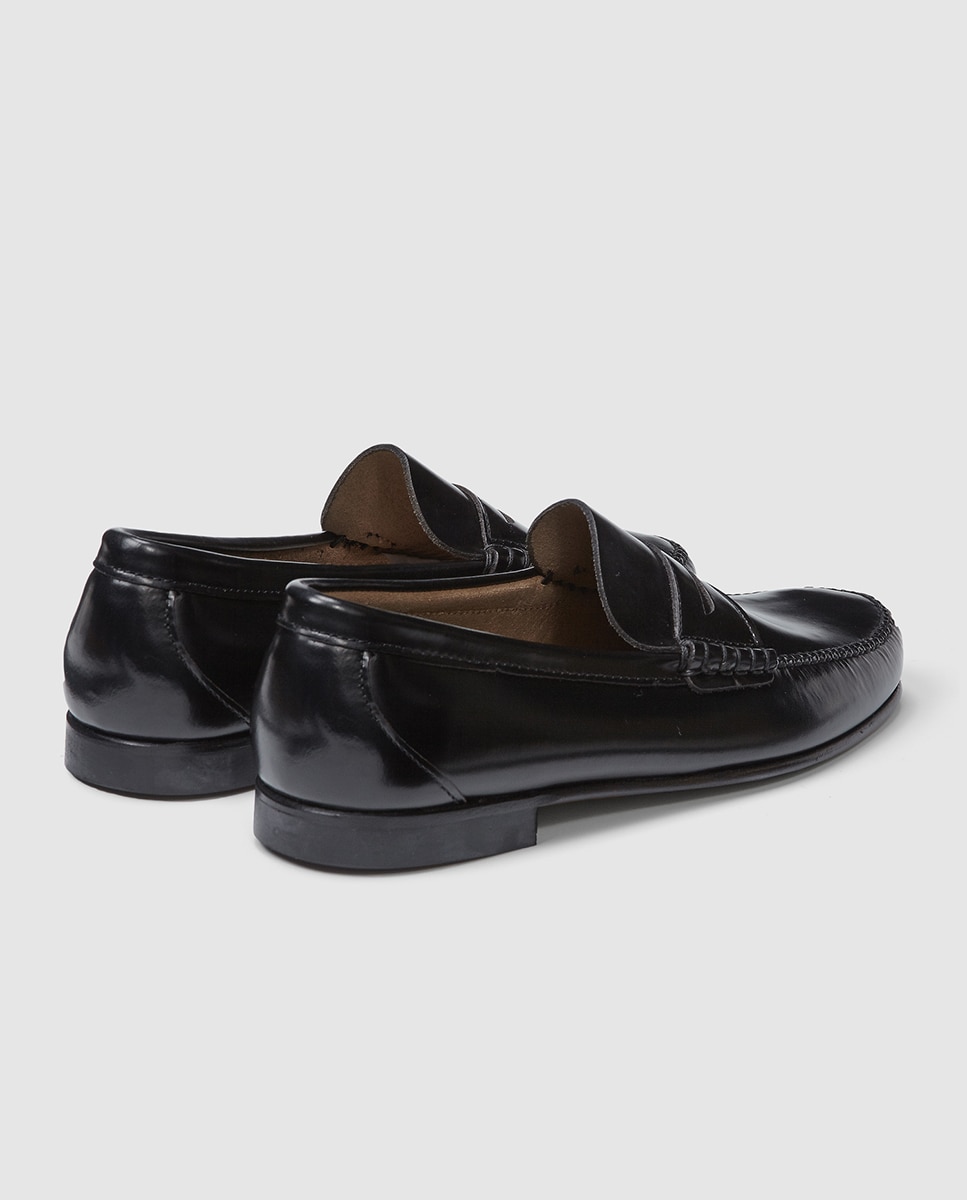 Mocassins de homem Castellano de pele com detalhe de travessão Preto-3