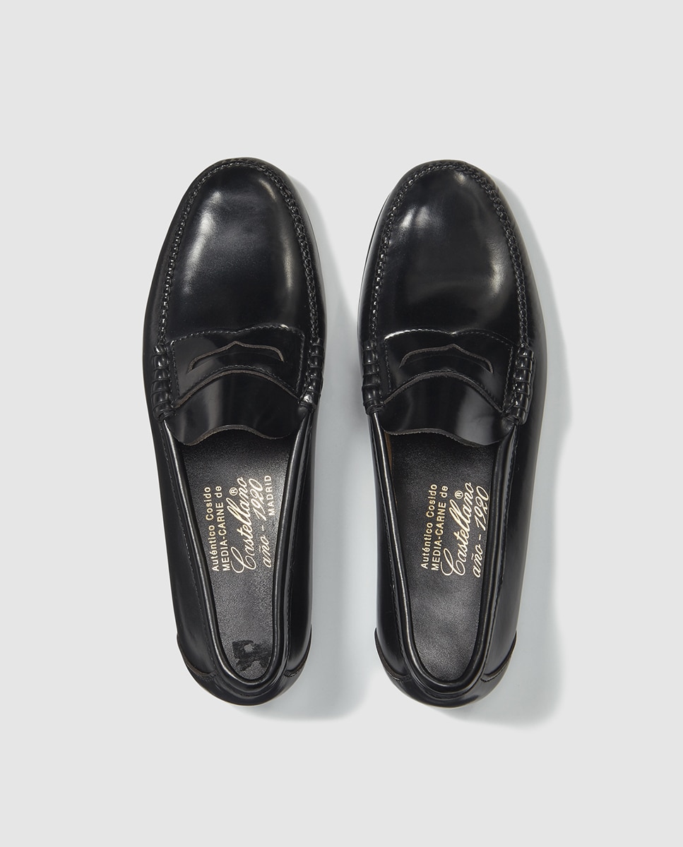 Mocassins de homem Castellano de pele com detalhe de travessão Preto-4
