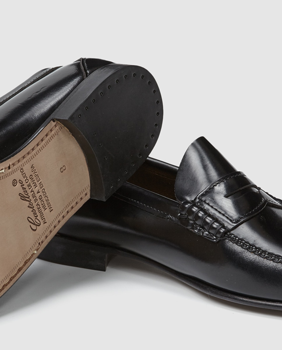 Mocassins de homem Castellano de pele com detalhe de travessão Preto-5