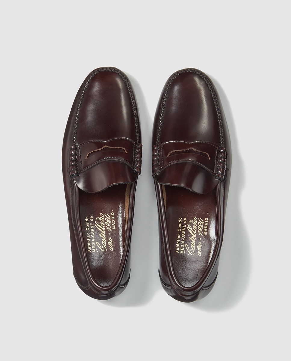 Mocassins de homem Castellano de pele Grená-4