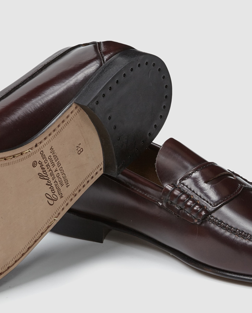 Mocassins de homem Castellano de pele Grená-5