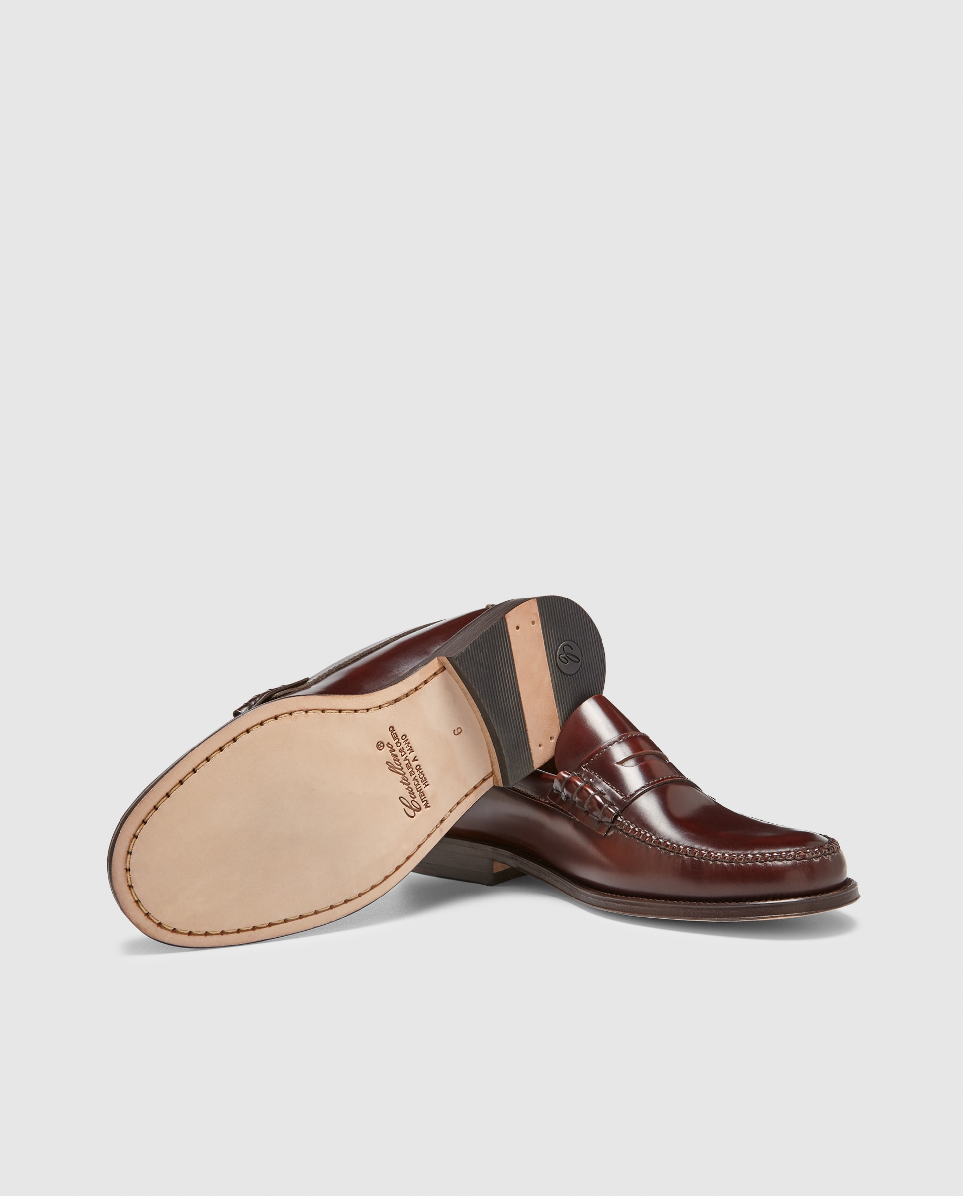Mocassins de homem Castellano em pele cor castanha Castanho-2