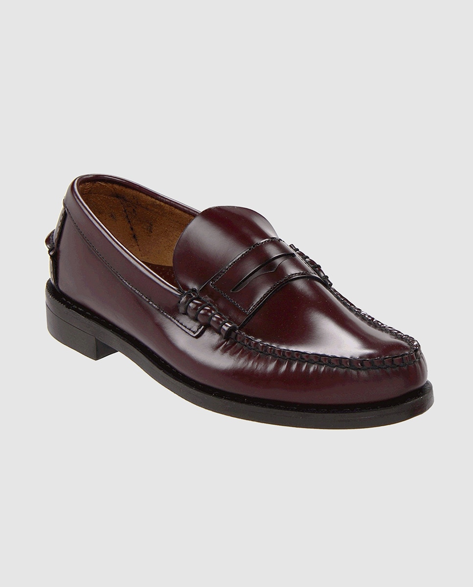 Mocassins de homem Sebago pele em grená Grená-2