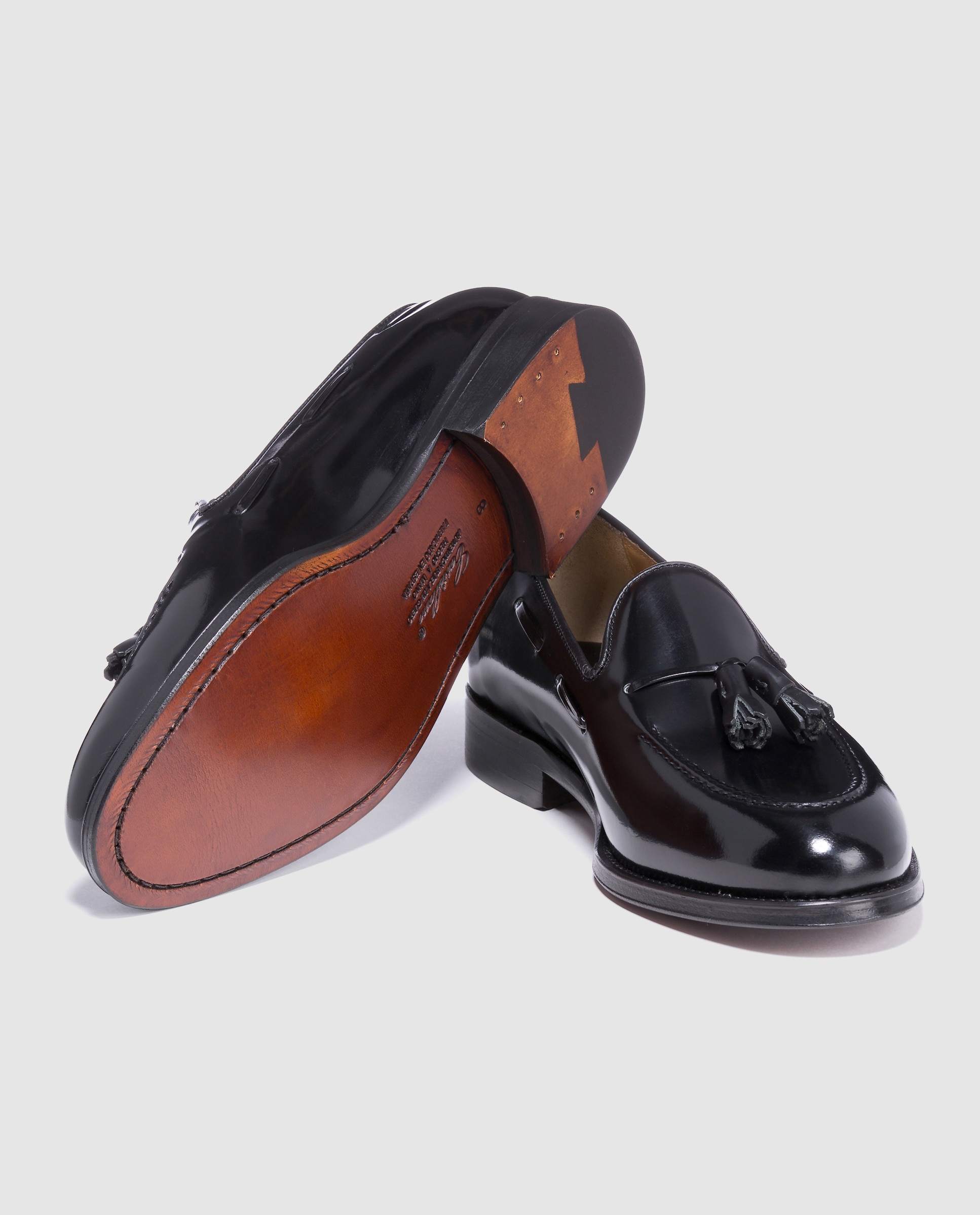 Mocassins de homem Castellano de pele com adorno de borlas Preto-2