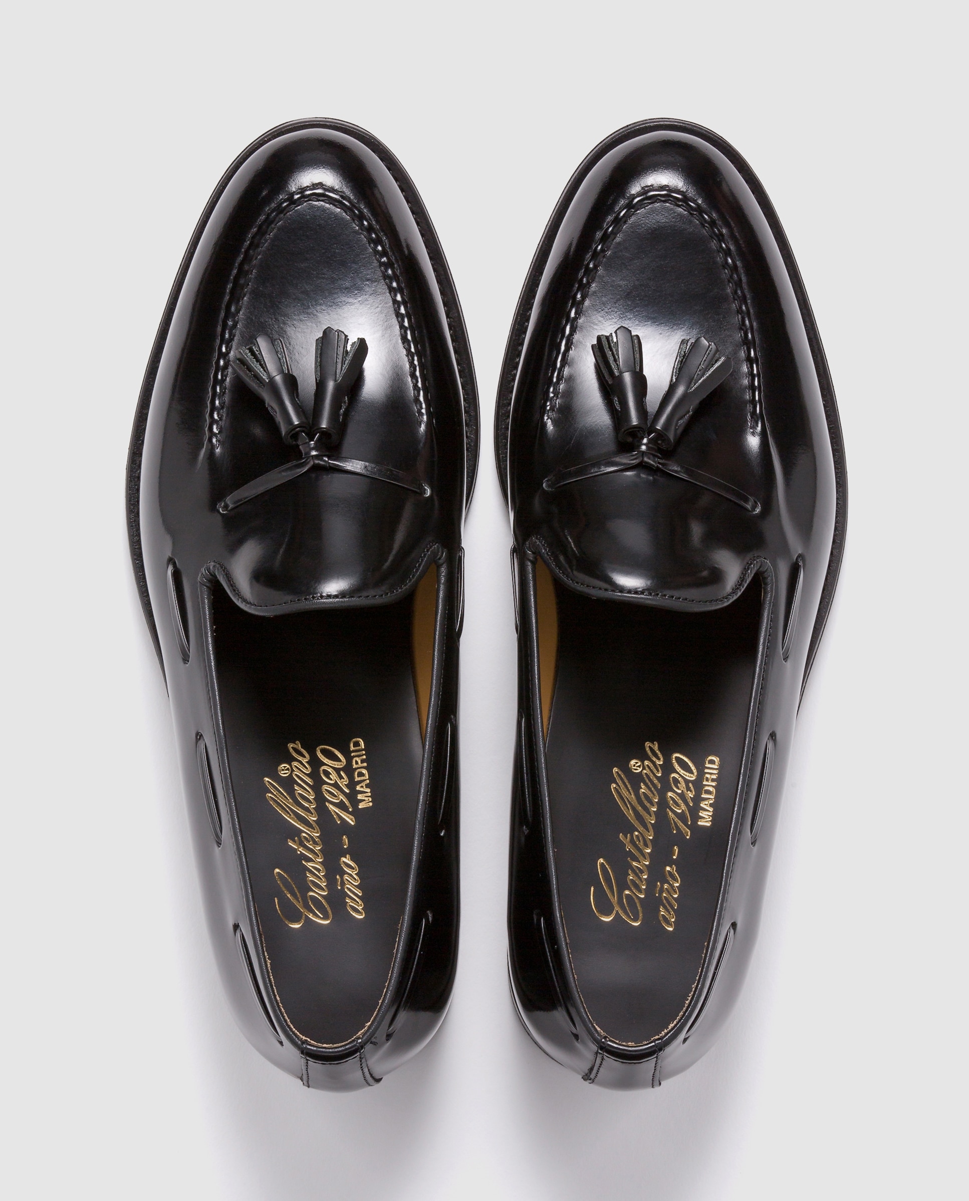Mocassins de homem Castellano de pele com adorno de borlas Preto-4