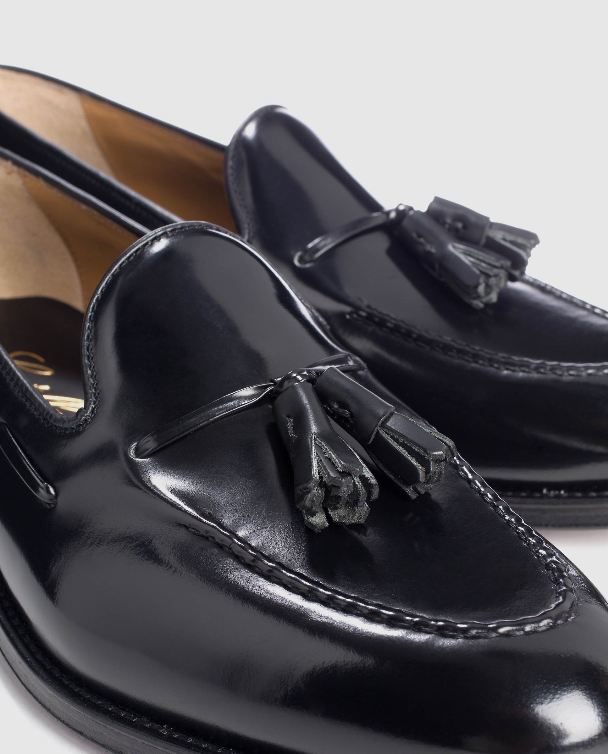 Mocassins de homem Castellano de pele com adorno de borlas Preto-5