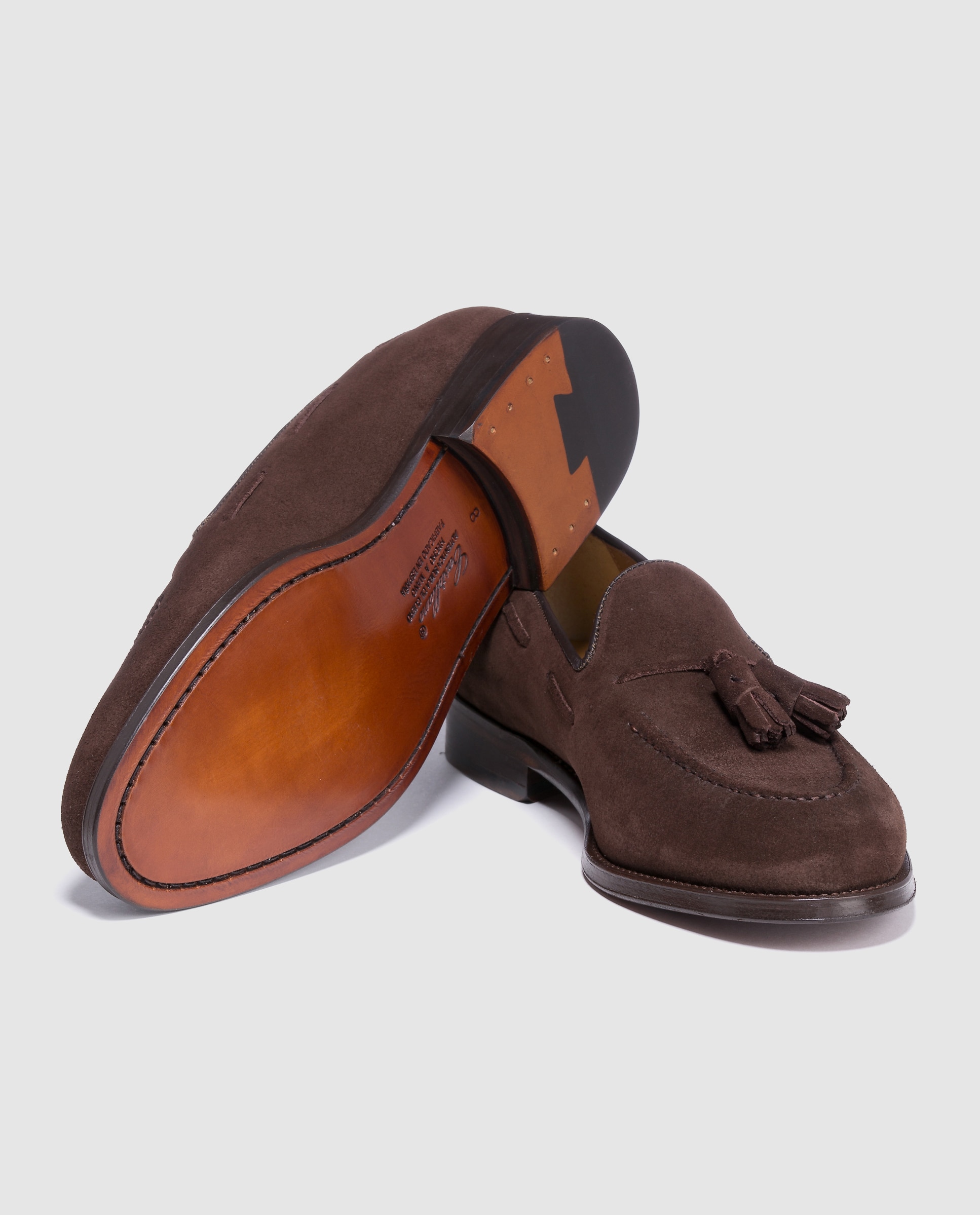 Mocassins de homem Castellano em camurça com adorno de borlas Castanho-2