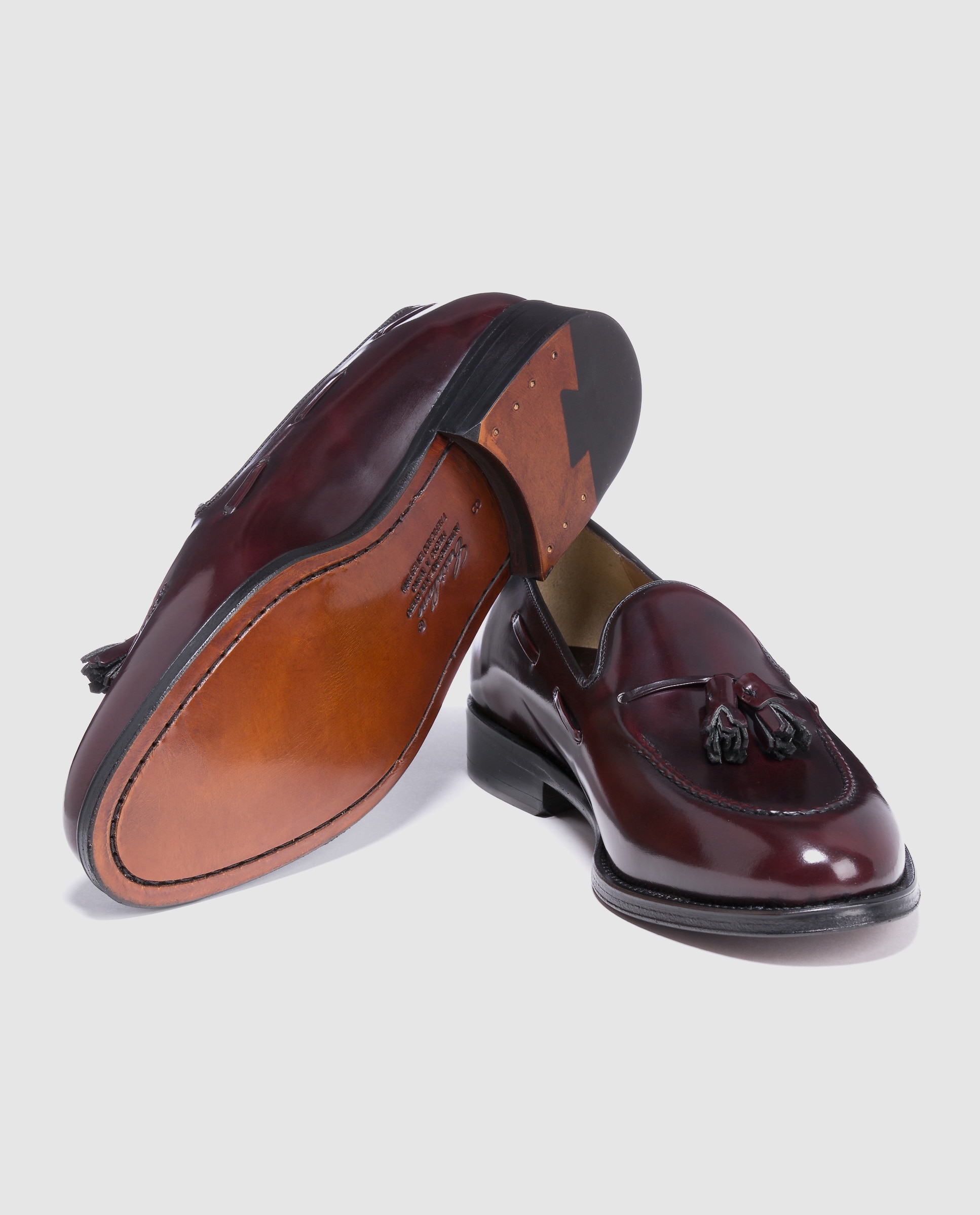 Mocassins de homem Castellano de pele com adorno de borlas Bordeaux-2