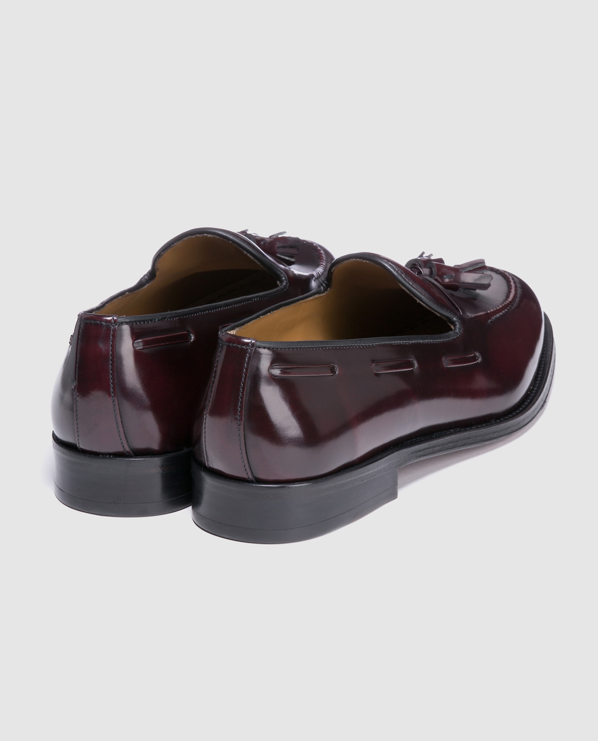 Mocassins de homem Castellano de pele com adorno de borlas Bordeaux-3