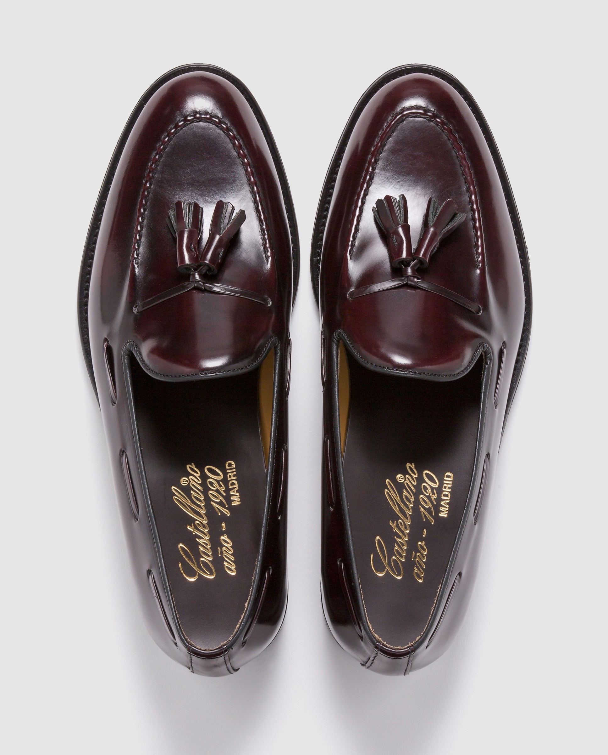 Mocassins de homem Castellano de pele com adorno de borlas Bordeaux-4