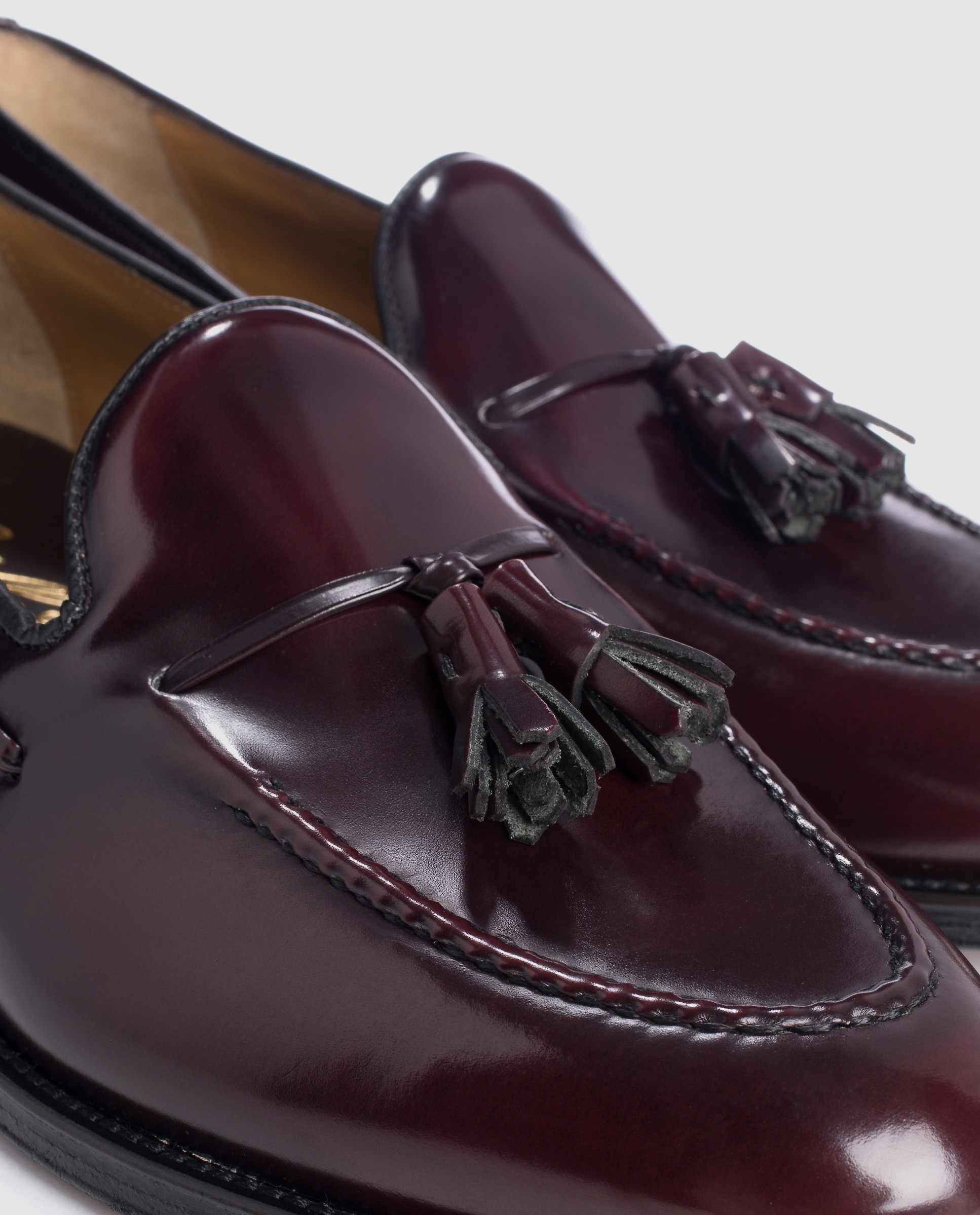 Mocassins de homem Castellano de pele com adorno de borlas Bordeaux-5