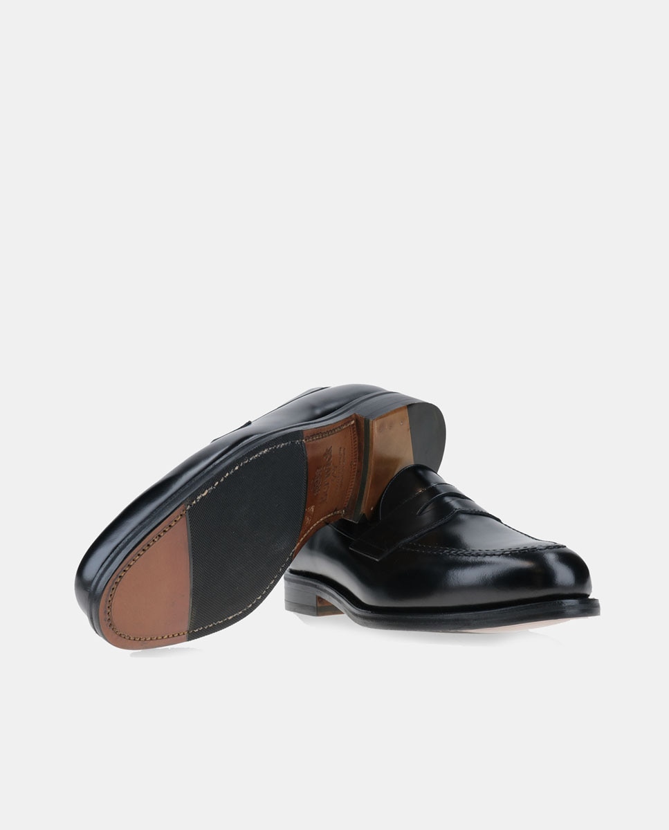 Mocasines de hombre en de piel con adorno de antifaz y piso Dainite - Berwick - Negro Negro-2