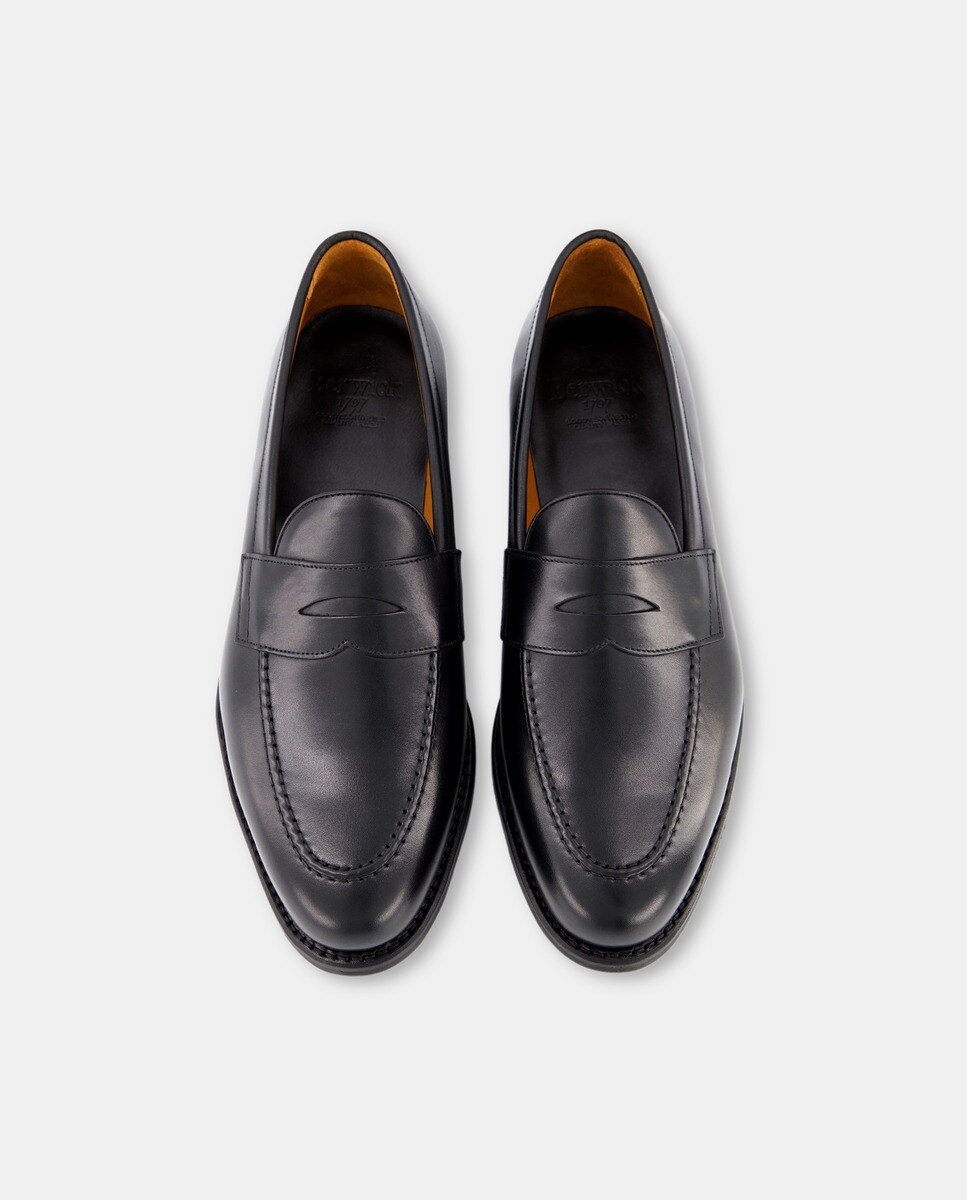 Mocasines de hombre en de piel con adorno de antifaz y piso Dainite - Berwick - Negro Negro-4