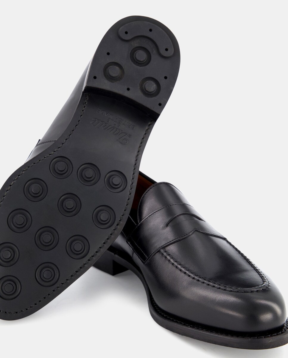 Mocasines de hombre en de piel con adorno de antifaz y piso Dainite - Berwick - Negro Negro-5