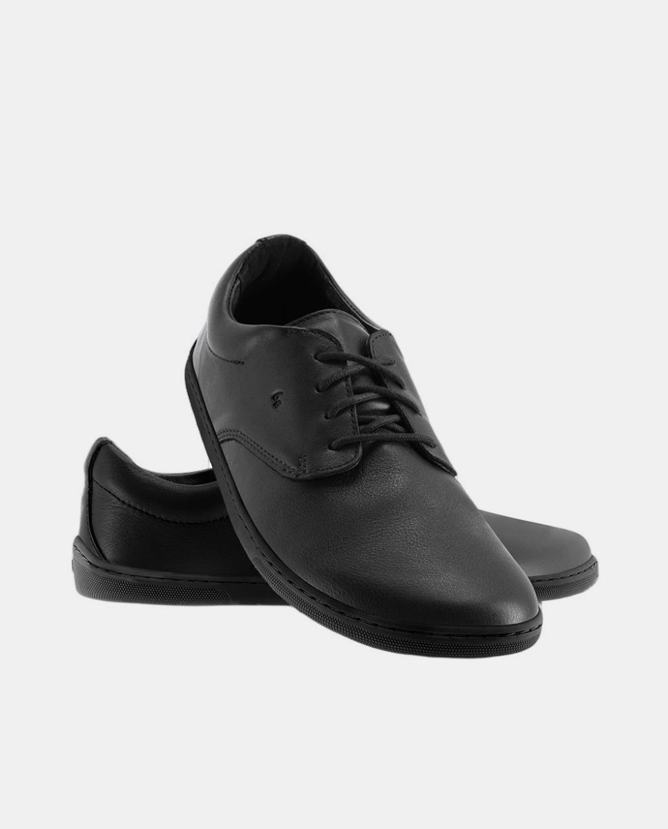 Sapatos em Pele com Sola Rasa sem Drop Preto Ónix-2
