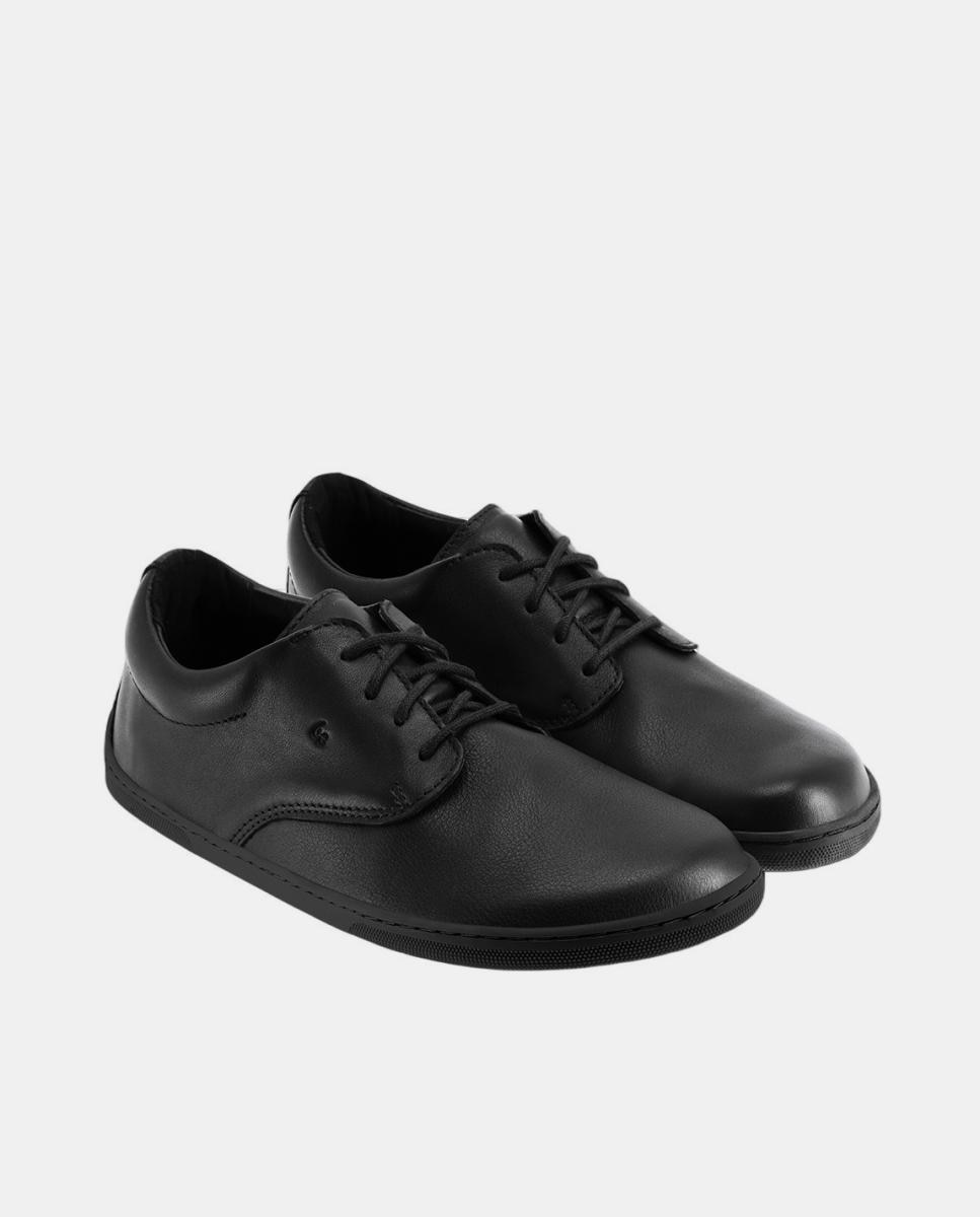 Sapatos em Pele com Sola Rasa sem Drop Preto Ónix-4
