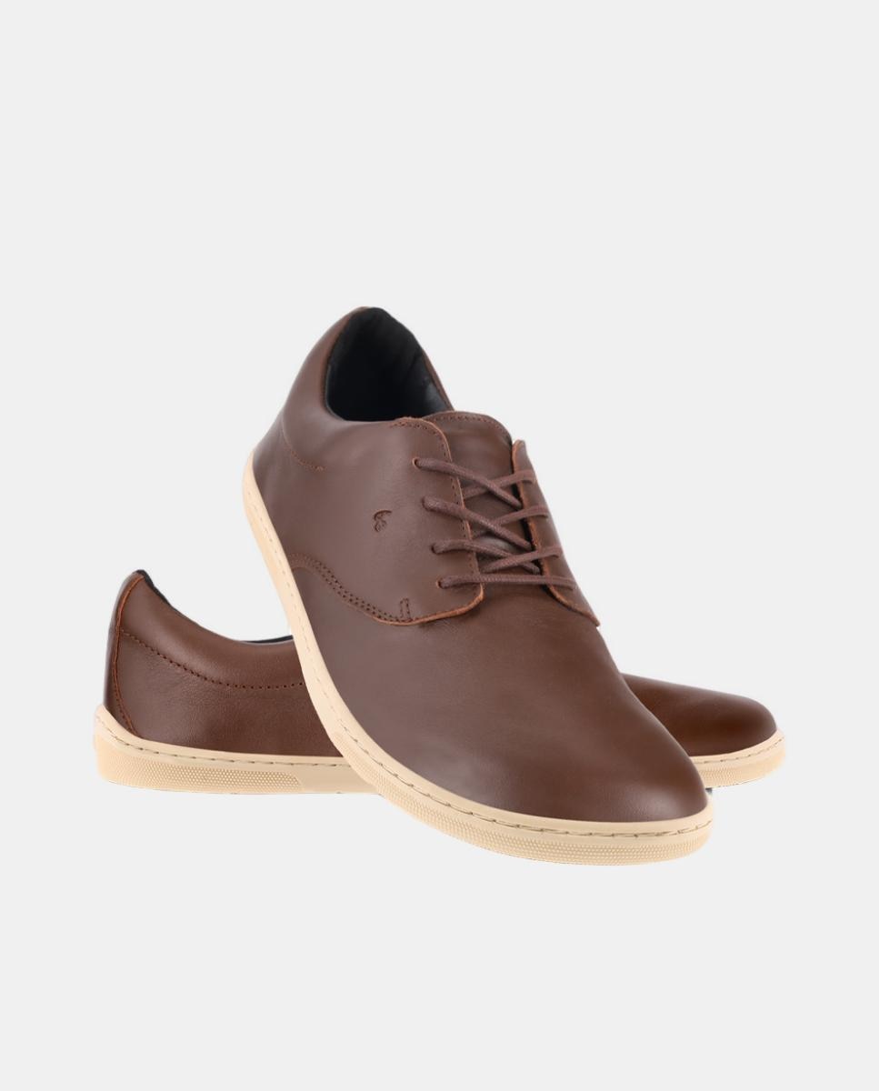 Sapatos em Pele com Sola Rasa sem Drop Castanho-escuro-2