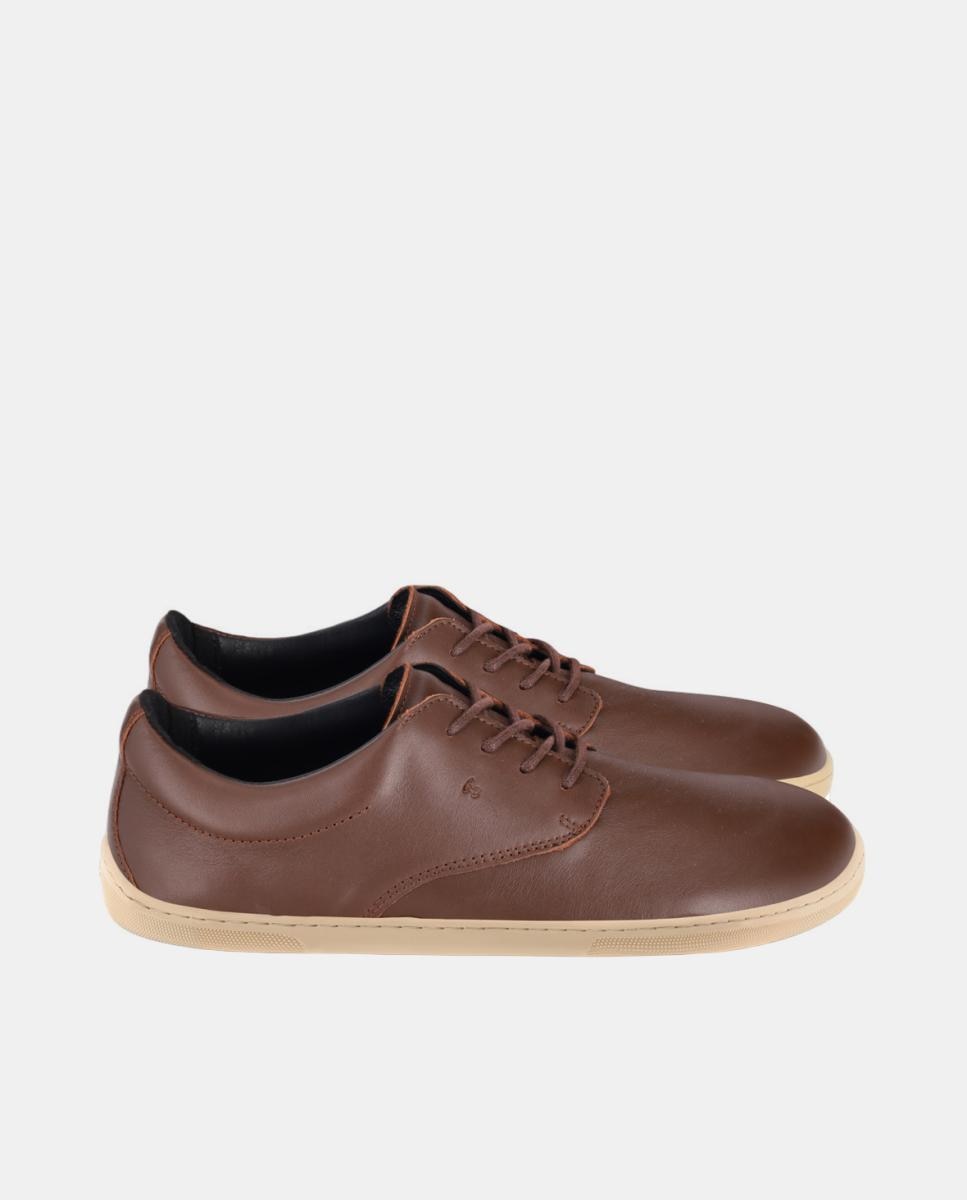 Sapatos em Pele com Sola Rasa sem Drop Castanho-escuro-3