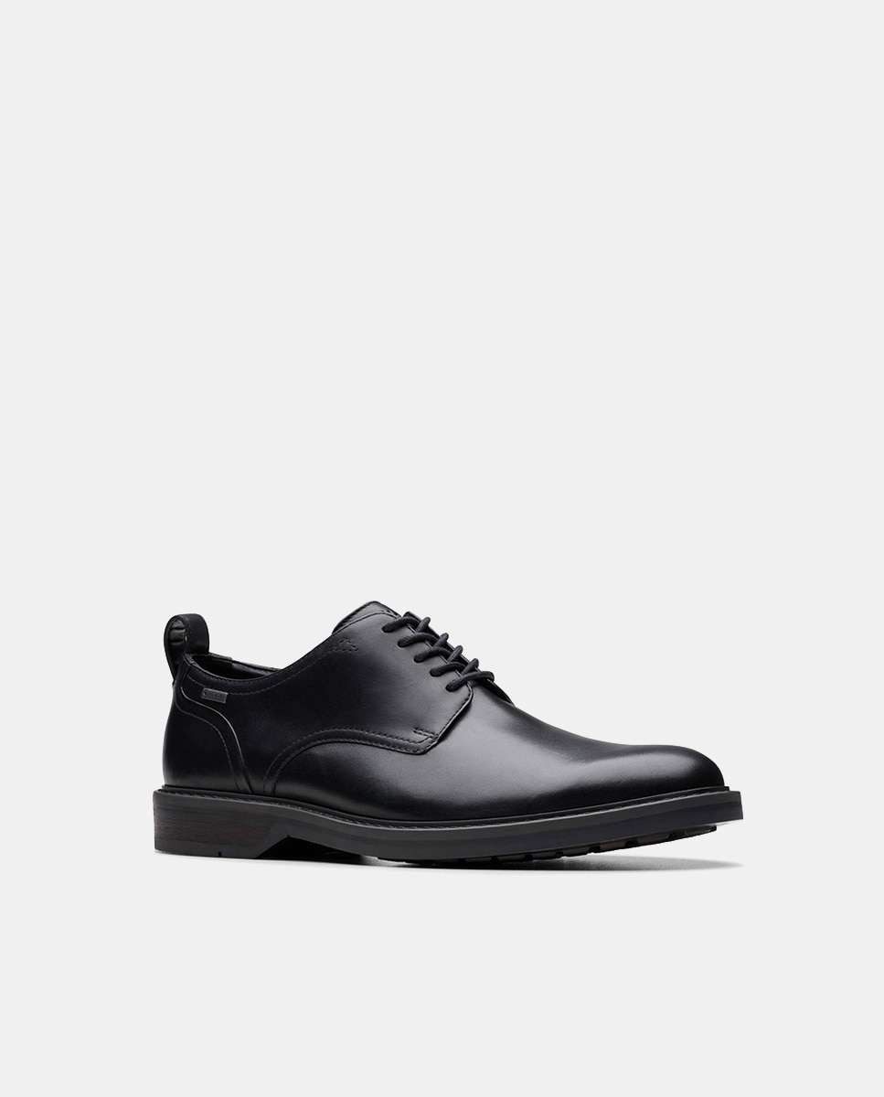 Sapatos de Atacadores em Pele com Sola de Borracha Termoplástica Preto-2