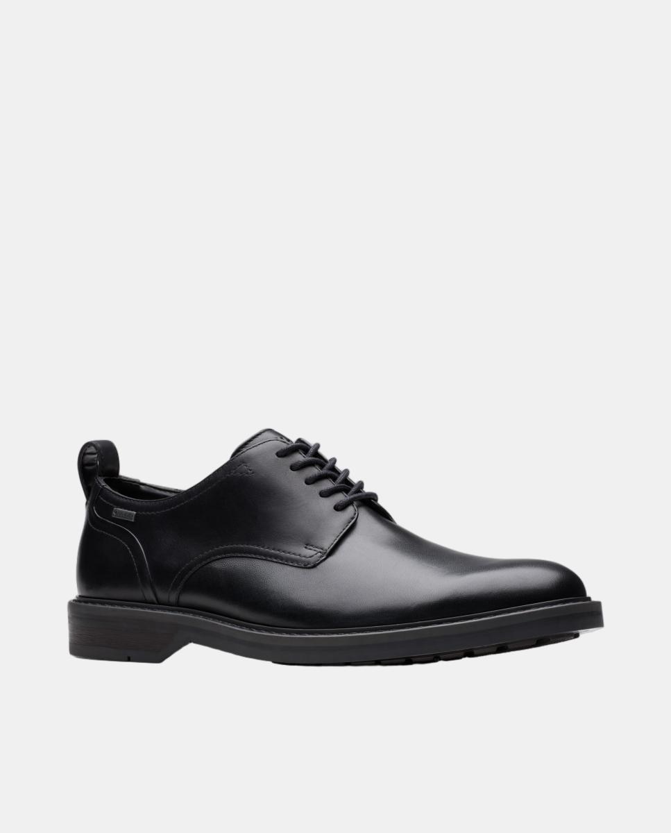 Sapatos de Atacadores em Pele com Sola de Borracha Termoplástica Preto-5