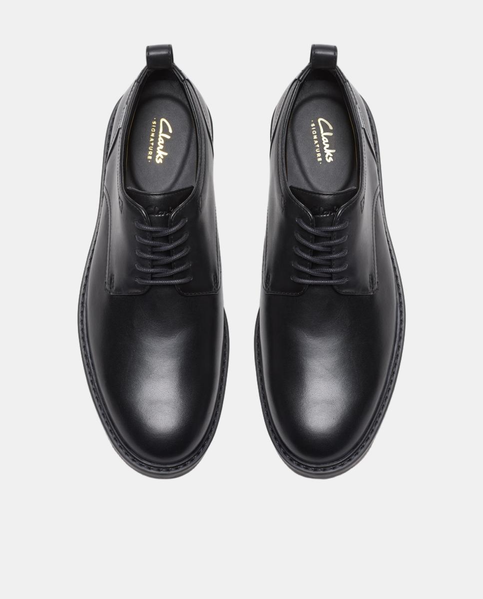 Sapatos de Atacadores em Pele com Sola de Borracha Termoplástica Preto-7