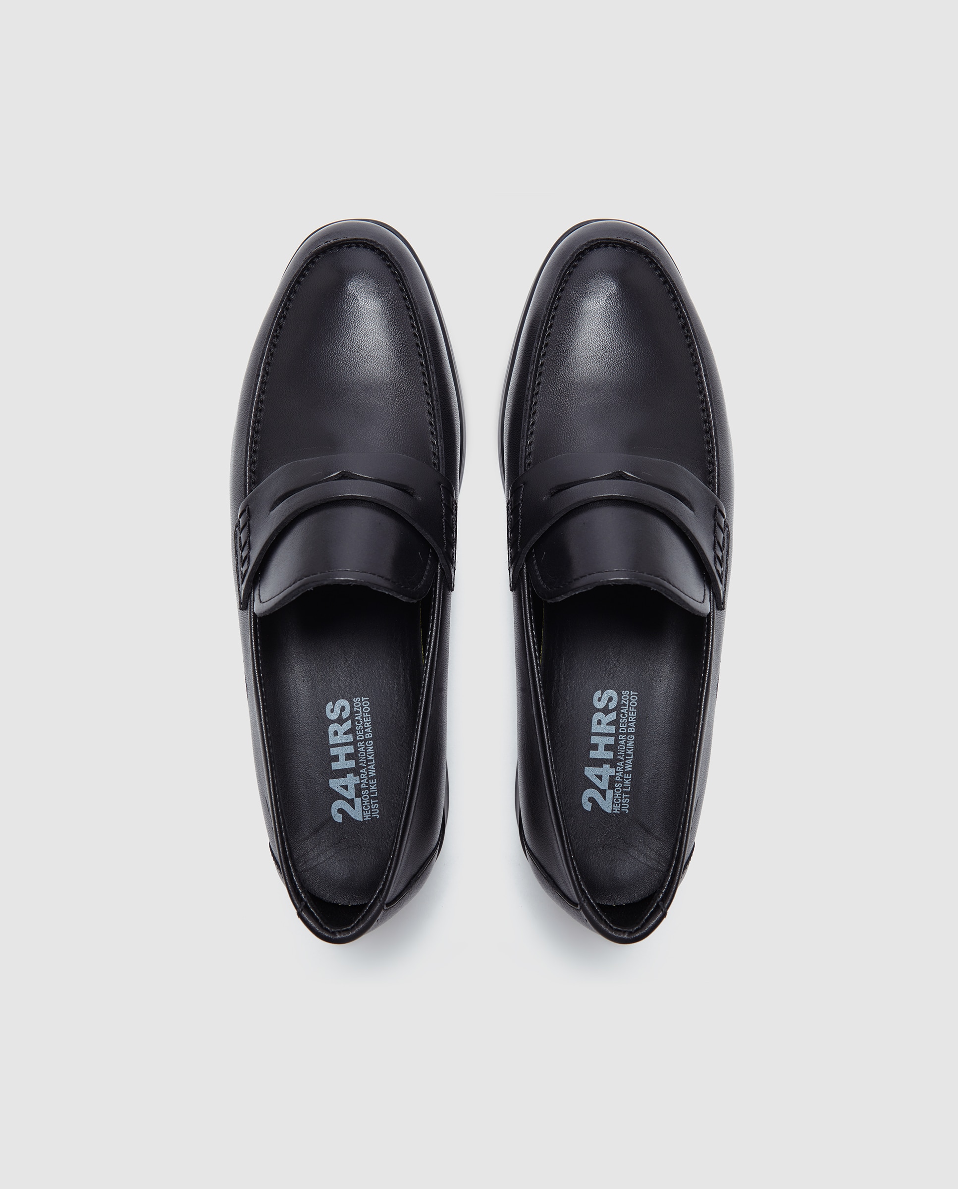 Mocassins de homem 24HRS de pele em preto Preto-4